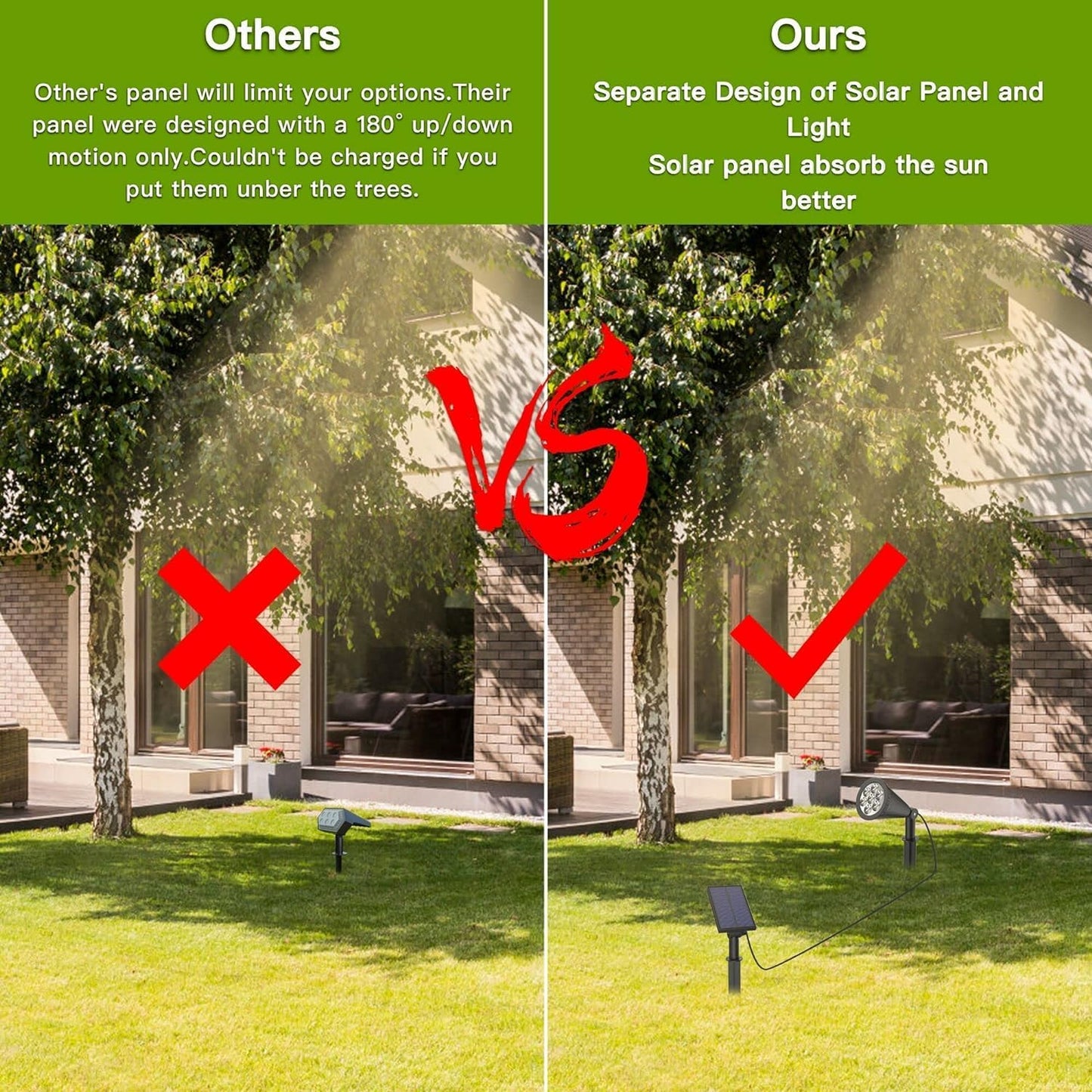 MEIHONG Solar Spot Light Outdoor, Waterproof LED Landscape Lights Dusk to Dawn, 2-in-1 Spotlight Solar Powered Accent Lights for Garden Porch Walkway Patio (Yellow-2 Pack)