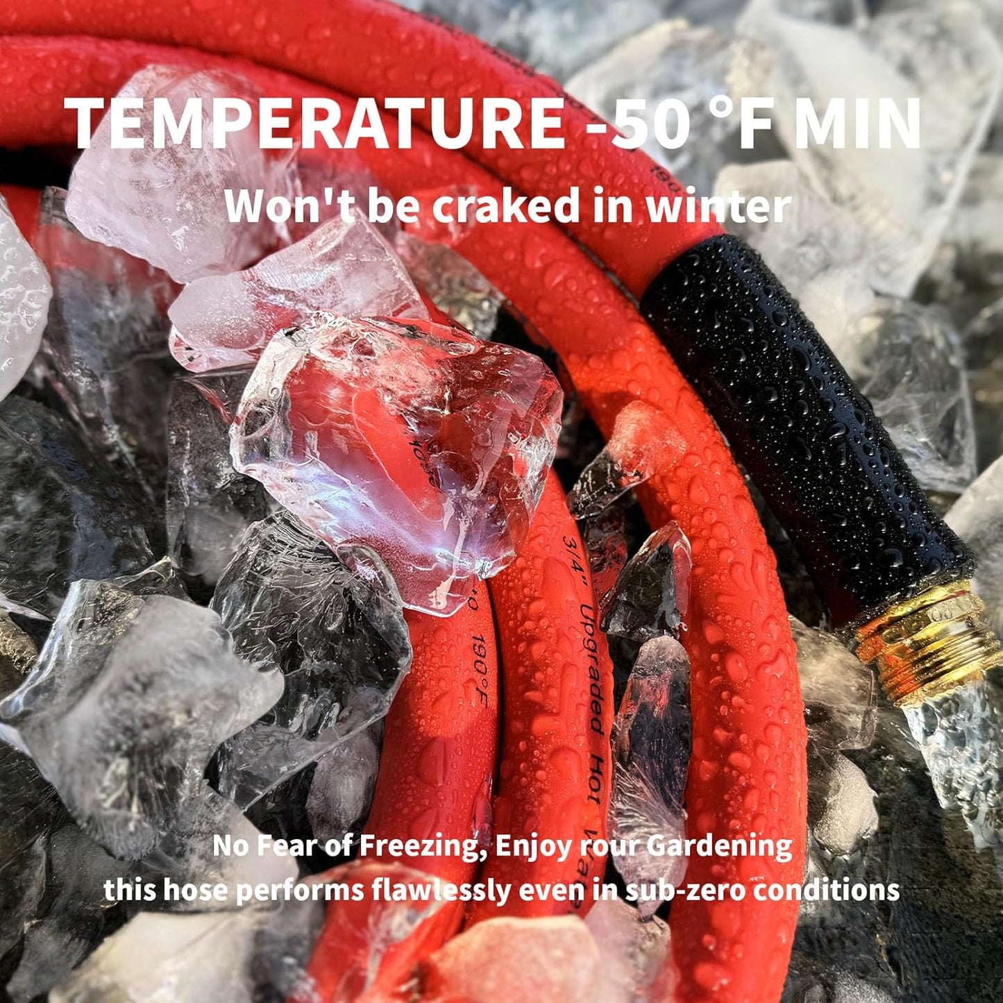 Garden Hose 15 ft x 5/8” Hot Water Hose, -50°F to 190°F,Burst 600Psi Flexible & Lightweight Upgraded Rubber Hoses,3/4” Solid Fittings for All-weather Outdoor Lawn & Garden