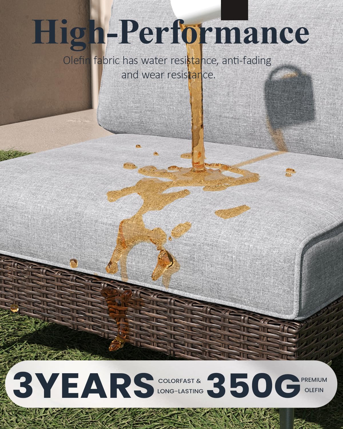 LayinSun 9-Piece Outdoor Modular Wicker Sectional Sofa with Fire Pit Table, Patio Furniture Conversation Set with Deep Seating and Thick Cushions