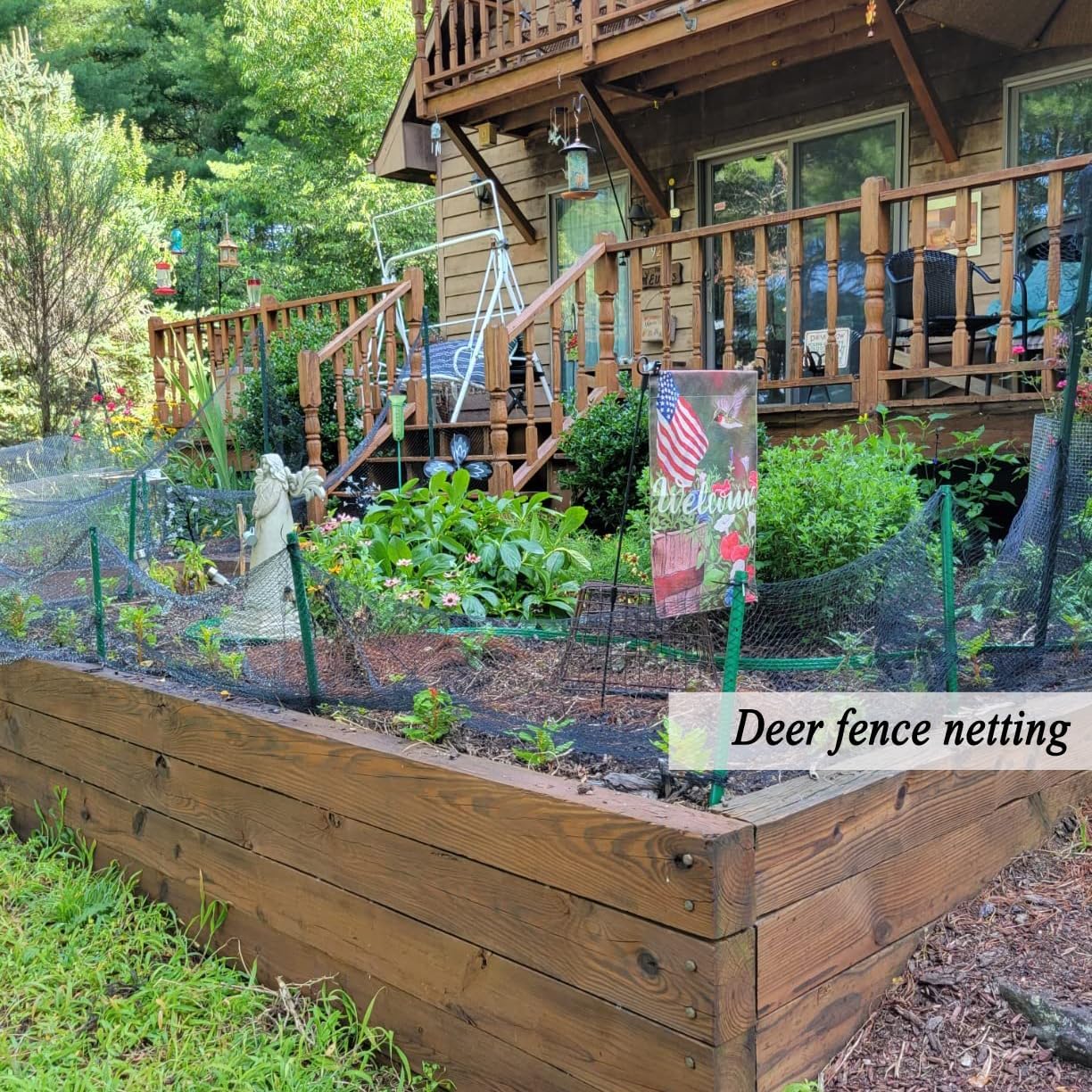 Junflying Bird Netting for Garden, 7.5X65 FT, 1/2“ Mesh, Strong Woven Deer Fence Netting for Garden Protection with Ties, Protect Vegetables, Fruit Trees, Blueberry Bushes, Strawberry Plants