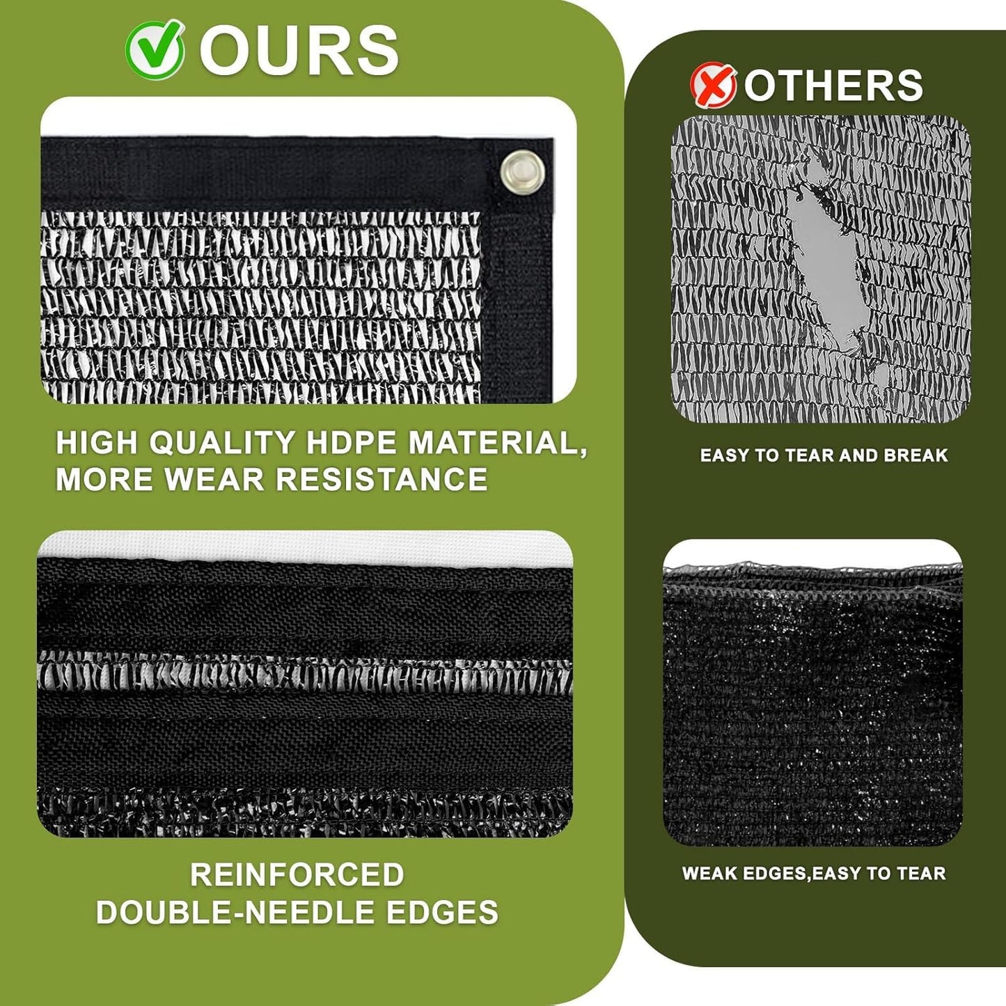 LOVE STORY 6.5x16.5FT 55% Black Shade Cloth Sun Shade Net with Grommets Sunblock Net Mesh Tarp for Garden,Plants Cover,Greenhouse and Patio