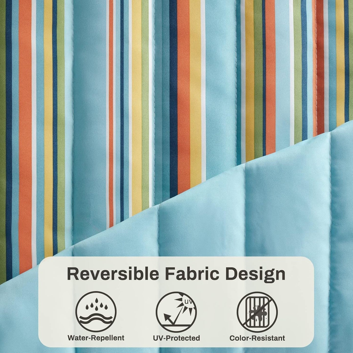 12 FT Double Quilted Fabric Hammock with Spreader Bars and Pillow 450 LBS Weight Capacity 2 Person Hammock for Outdoor Patio Backyard Poolside Blue Stripes