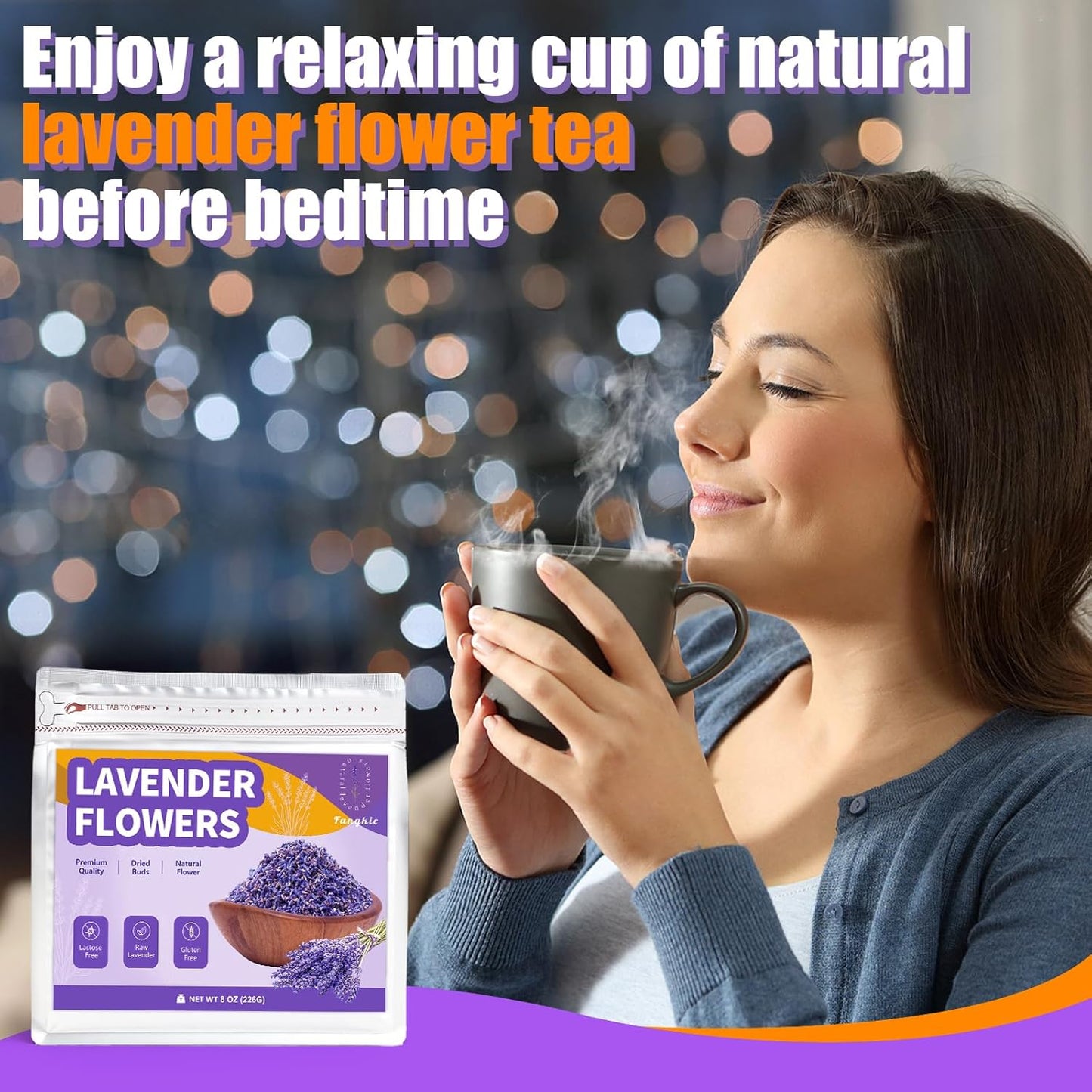 Dried Culinary Lavender Flowers - Food Grade Lavender Buds for Tea, Baking, Potpourri, Home Fragrance & Sachets, Edible Flowers - Gluten Free (8 oz)