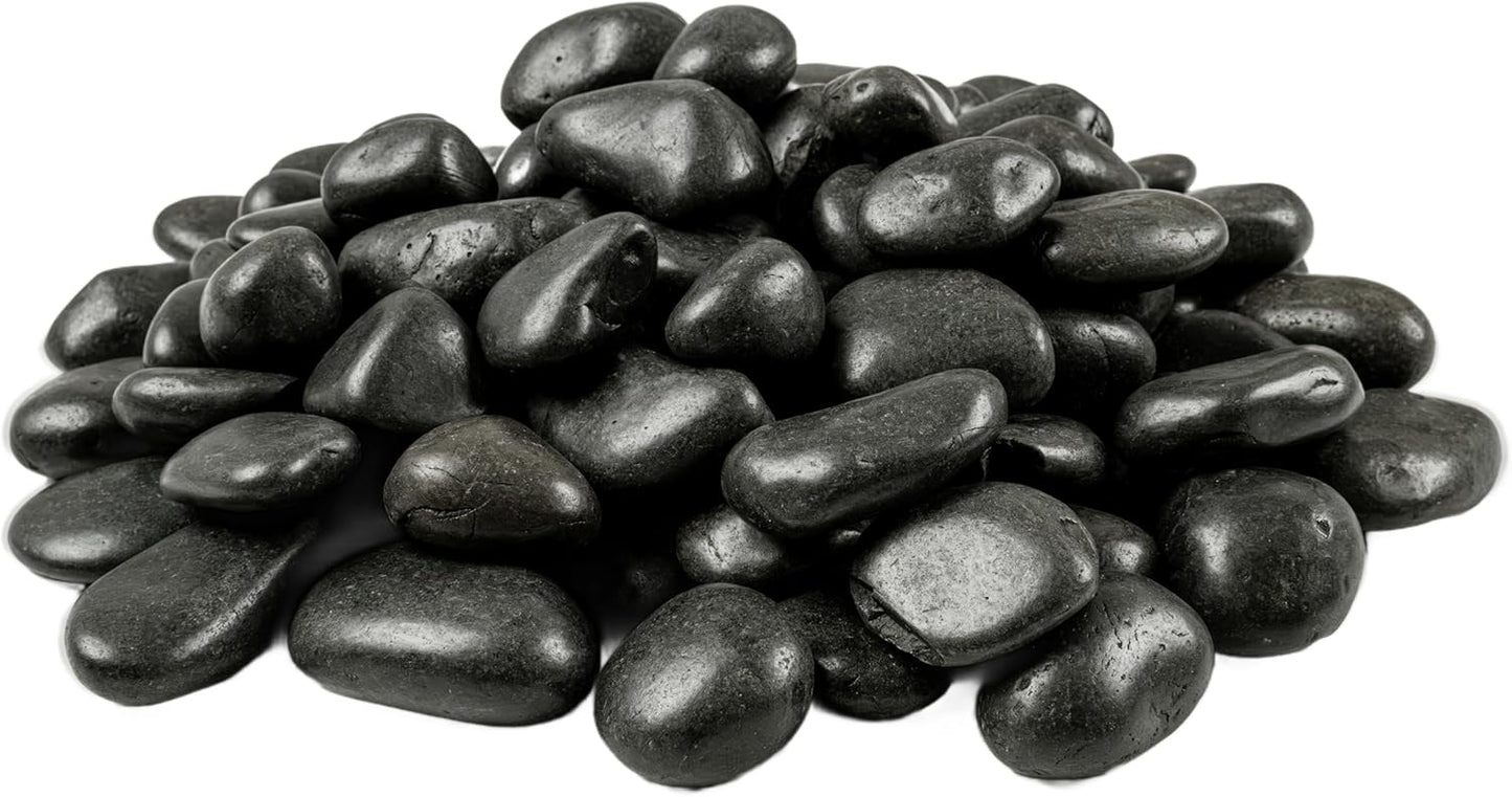 MSI Decorative Polished Black Pebbles, 0.8 inch - 1.2 inch, 40 lb. Bag(Pallet/ 55 Bags)