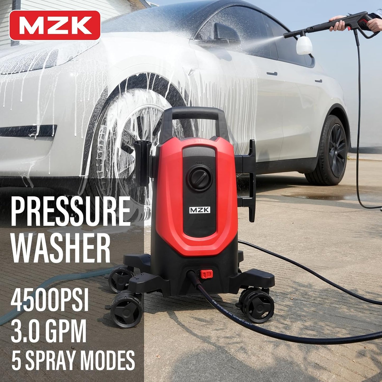 Pressure Washer,4500PSI Power Washer with 4 Quick Connect Nozzles, High Pressure Cleaning Machine with Foam Cannon for Cars/Fences/Driveways/Patios/Home Cleaning