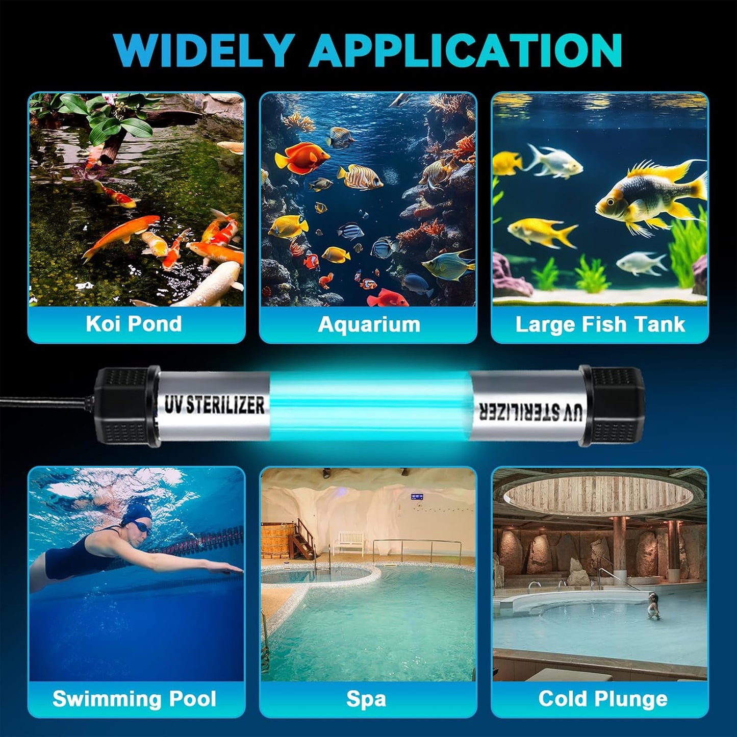 40W Pond UV Light, Waterproof Aquarium UV Light for 300-3000 Gallon, UV Pond Water Purifier for Koi Pond Algae Control in Koi Ponds, Cold Pools, Aquariums, Swimming Pools, Spas and Fish Tanks