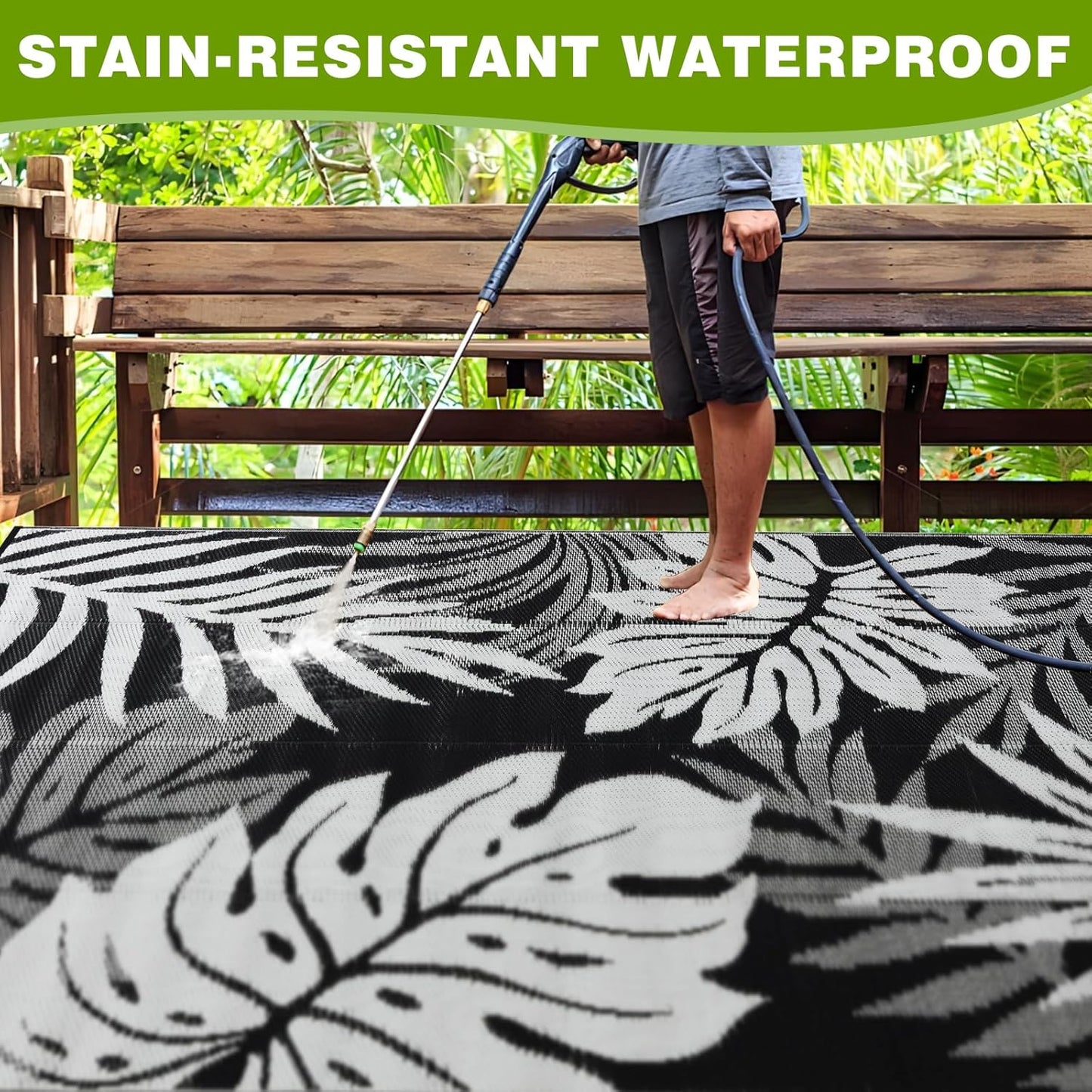 Outdoor Rug 5x8 ft Waterproof, Reversible Outdoor Plastic Straw Rug for Patios Clearance, Outdoor Area Rug Carpet RV Mat for Camping Backyard Deck Porch