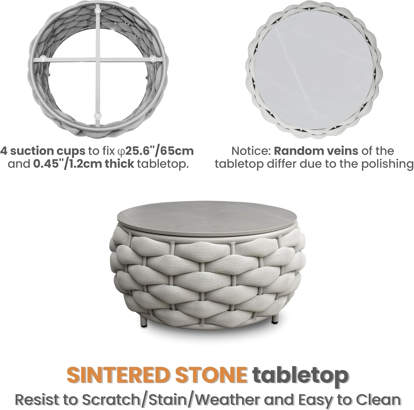 Balcony Furniture Set for Apartments: 4 Pieces Aluminum Woven Rope Patio Conversation Set - Modern Cushioned Lounge Chair Set - Assembled Porch Armchair for 400lbs Garden Lanai Poolsides Hotel