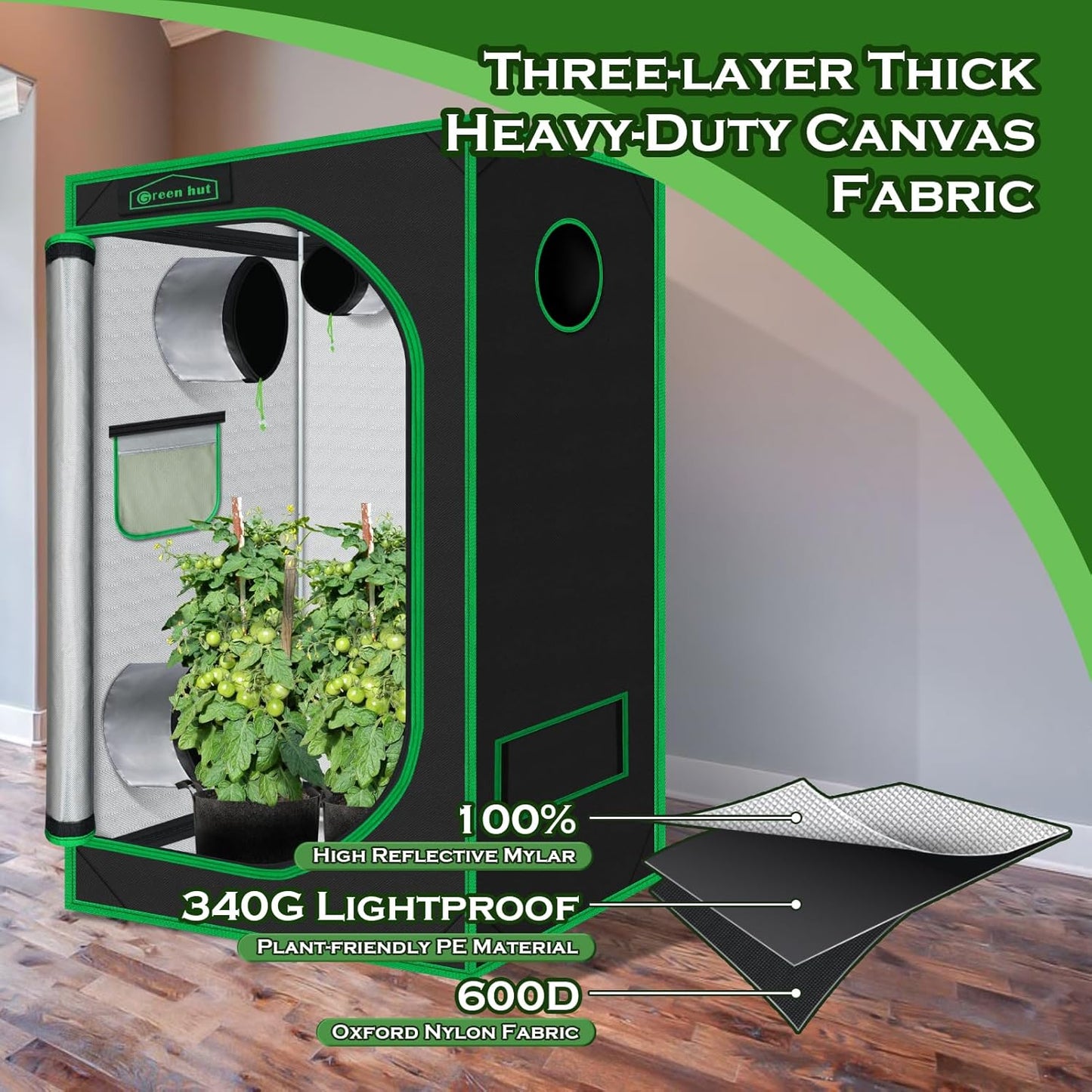 Indoor Grow Tent for Plants 36"x60"x78" Mylar Hydroponic Grow Tents Indoor Grow Room for Plant Fruit Flower Veg with Removable Waterproof Floor Tray