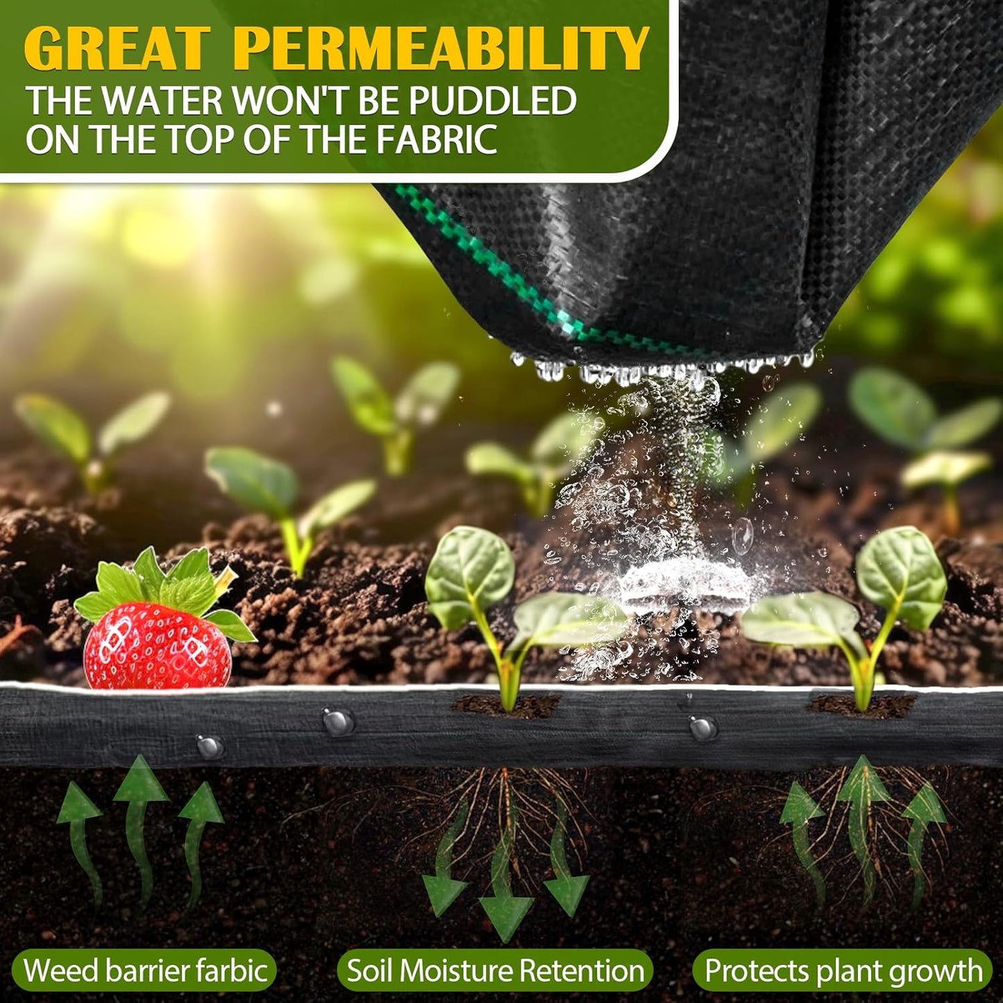 KAKO 4 x 300Ft Weed Barrier Fabric Heavy Duty, Weed Barrier Landscape Fabric, Garden Fabric Weed Barrier, Garden Weed Barrier Fabric Weed Cloth for Garden Fabric, Landscaping Fabric, Driveway Fabric