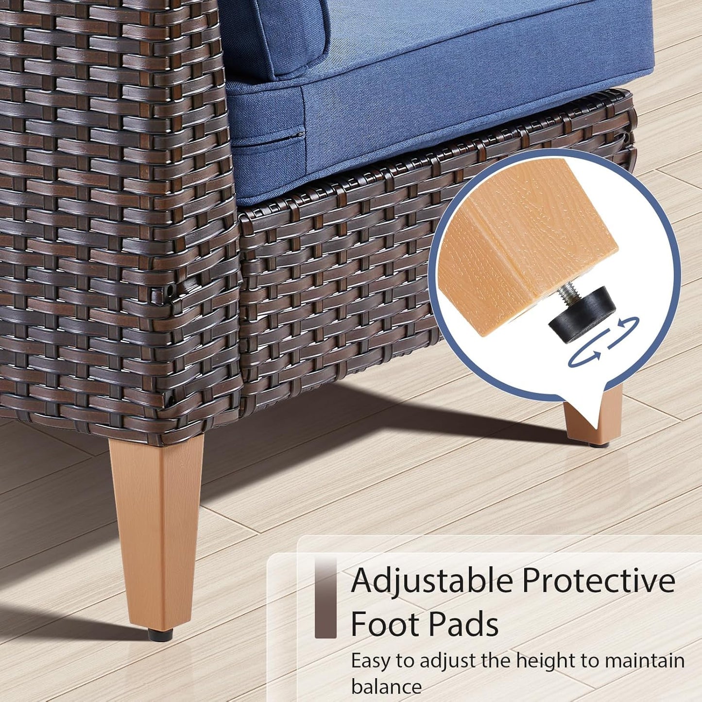 HUMMUH Patio Furniture Set, 9 Pieces Outdoor Modular Sectional Couch Chairs with Ottomans,All Weather PE Wicker Patio Conversation Sets for Garden Porch Backyard