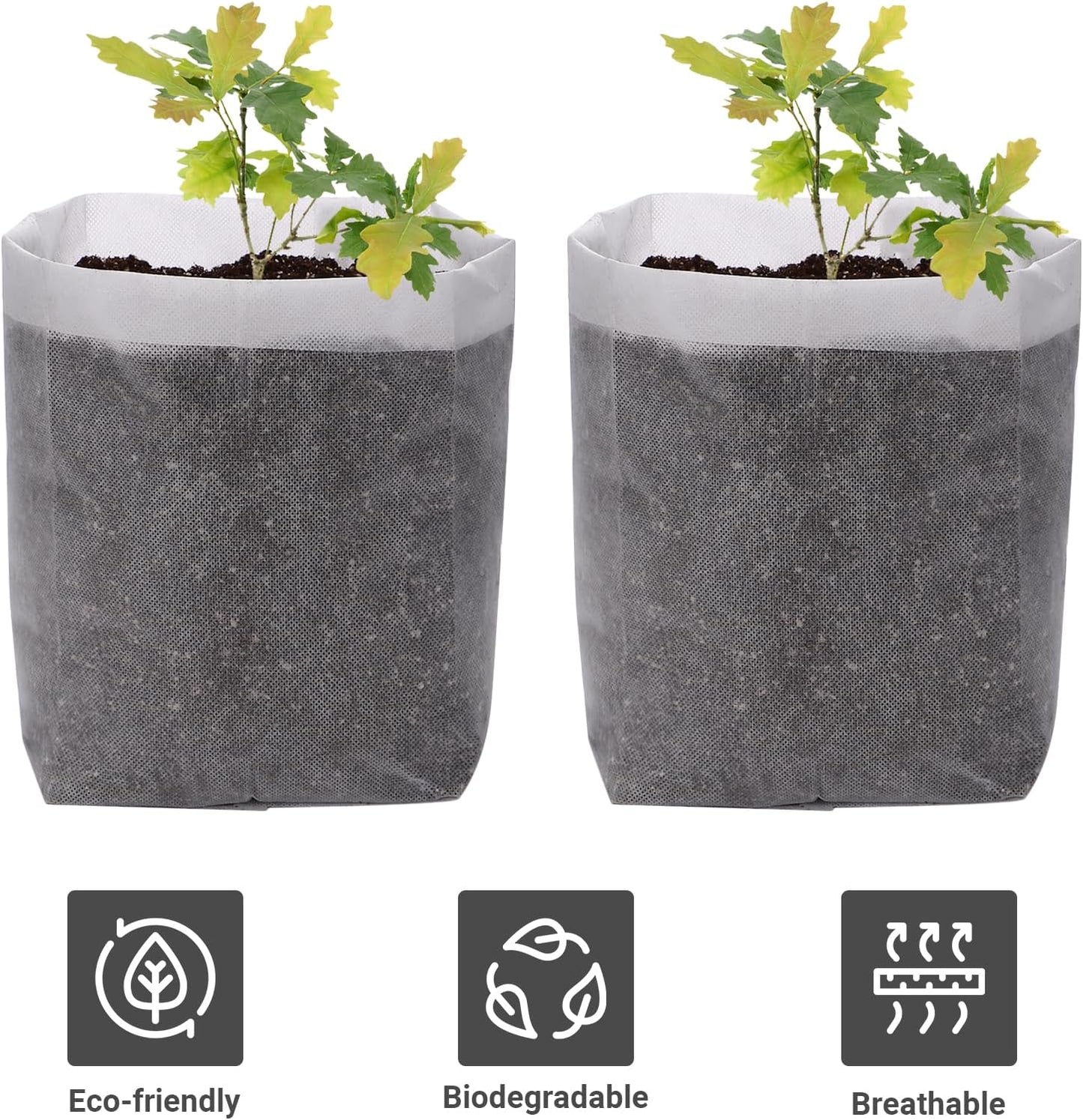 GREANER Degradable Grow Bags, 12.6"x13.4" Plant Bags for Home Garden Greenhouse Supplies, 50-Pack Large Fabric Pots for Vegetable Flower Fruits Potato Tomato Garden Seed Starting