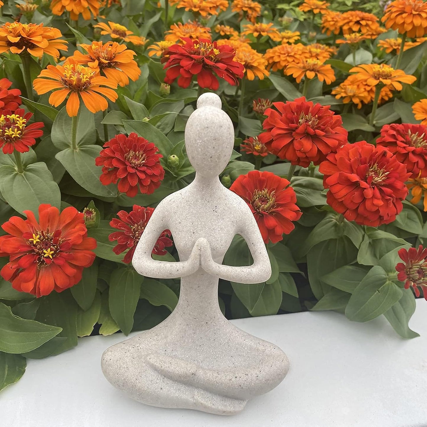 Yoga Figure Figurine Ornament for Home, Zen Buddhist Namaste Yoga Statue Sculpture Indoor & Outdoor Decor for Birthday Mothers Day