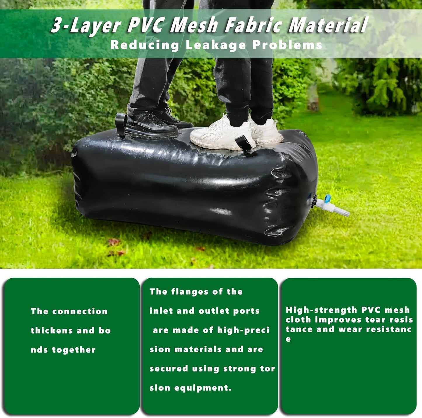 MXQMKL 240 L/63.4 gal Water Bladder Storage Containers, Foldable Portable Water Tank Large Capacity Soft Water Bag, Drought Resistance, Fire Prevention, Emergency Water