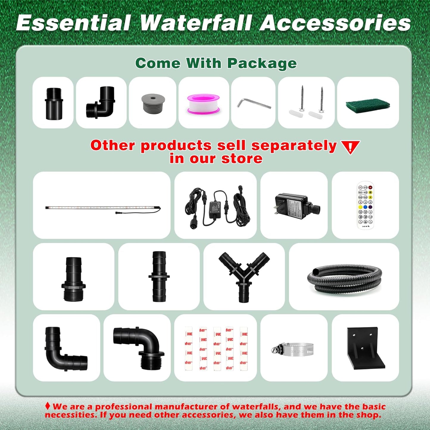 Waterfall Pool Fountain LONGRUNNEW 304 Stainless Steel 11.8" Rectangular Waterfall Spillway, Water Fall Fountain with Pipe Connector for Garden Outdoor, Swimming Pools, Fountains, Pond and Spa