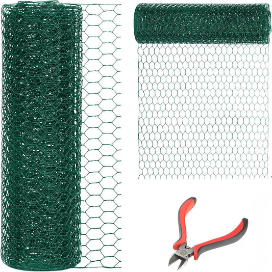 60'' x 150' Green Chicken Wire Fencing, 1 inch Chicken Wire and 20 Gauge Poultry Netting, Garden Mesh Fence Roll for Floral Arrangements/Crafts/Farm/Livestock/Pet Protection