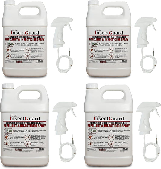 InsectGuard Permethrin Mosquitoes, Ticks and Flies Repellent & Insecticide Spray Gallon (128.00oz) 4 Pack - Case Pack