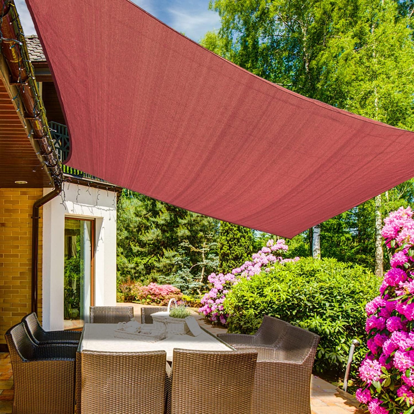 KANAGAWA 6'X7' Rust Red Custom Size Sun Shade Sail Rectangle UV Block Canopy Cover for Patio Backyard Lawn Garden Outdoor (Customized Available)