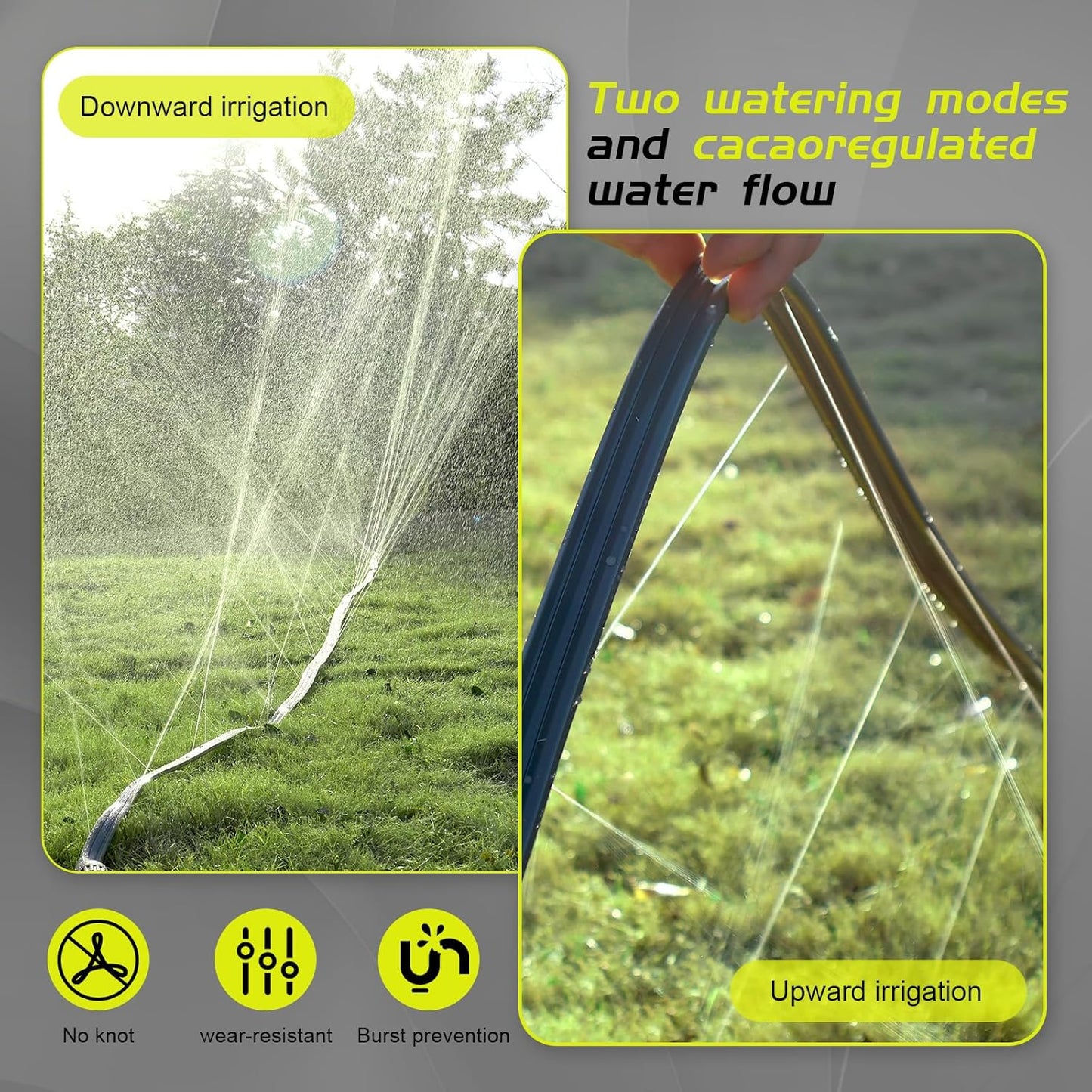 Hopegiver Sprinkler Soaker Hose 50ft 3-Pack Yard Sprinkler Hose 150 ft for Lawn Water Saving with Stakes, Drip Irrigation Hoses Garden Watering System(Grey,50ft 3-Pack)