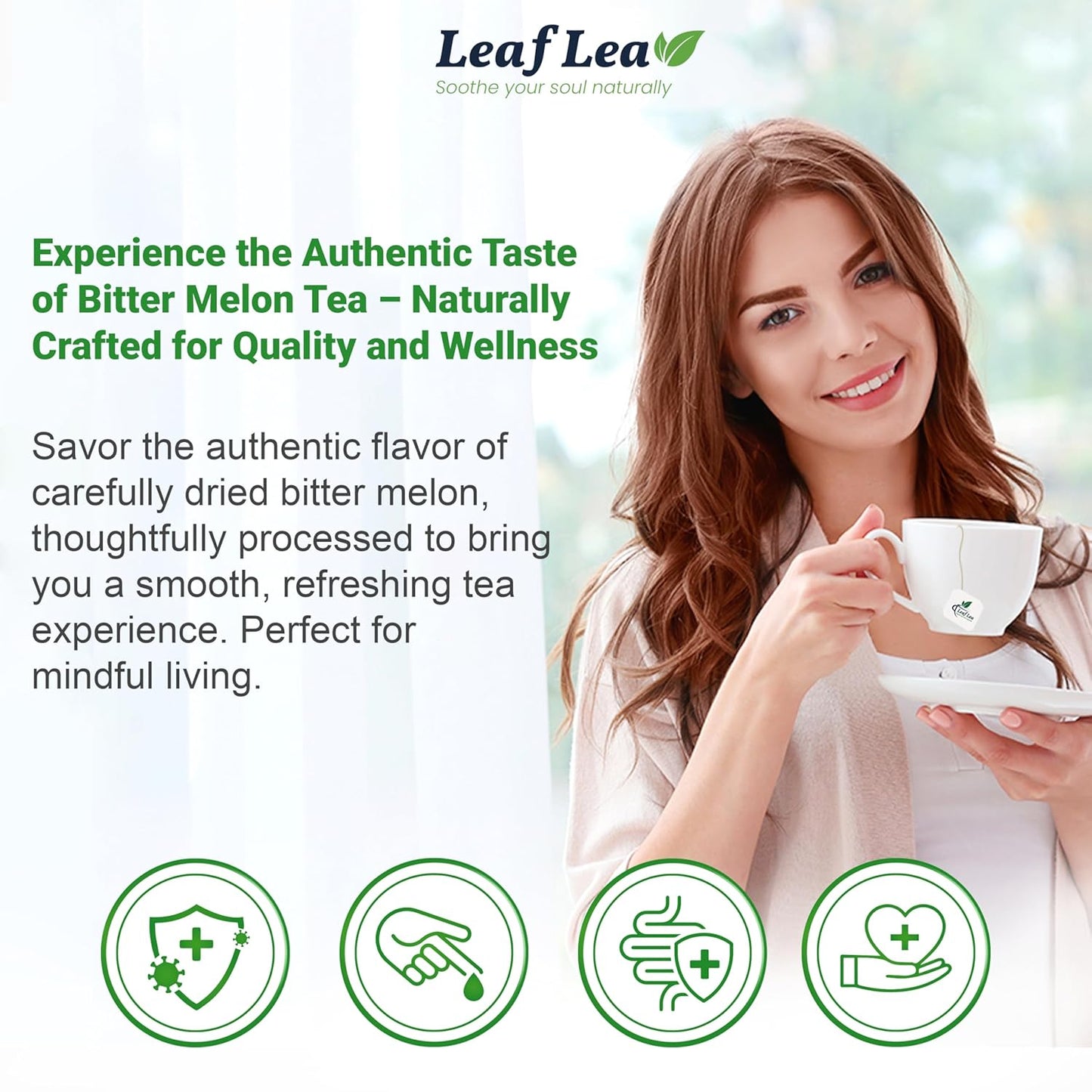 LeafLea Natural Bitter Melon Tea Bags, 40 Cundeamor Herbal Tea Bags – Melon Amargo Gohyah Fruit Tea | Wellness & Digestion Support | Caffeine-Free, Non-GMO, Sugar-Free, Vegan