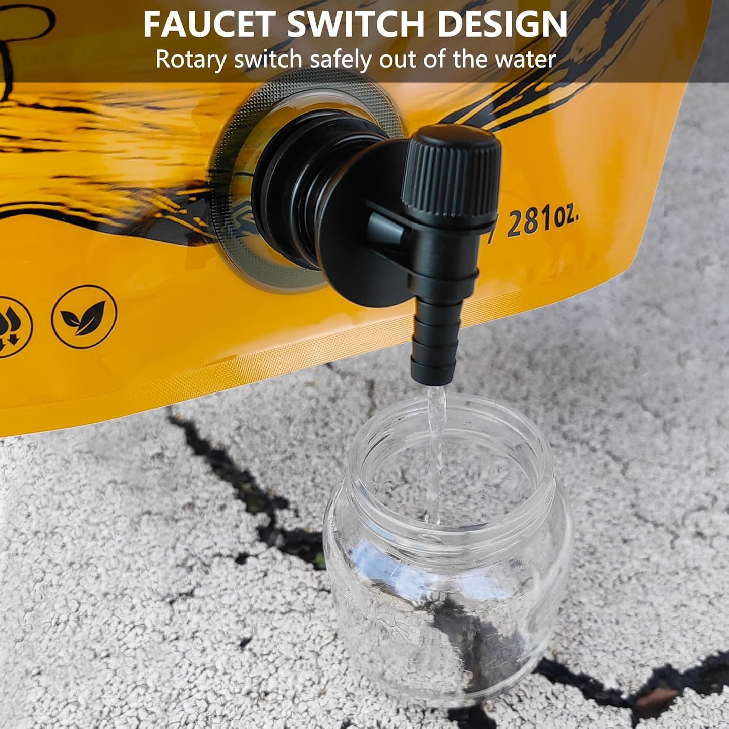 Collapsible 8L Water Storage Bag, BPA-Free Portable Folding Water Jug with Adjustable Faucet, Leakproof Emergency Water Bag for Camping, Hiking, Riding, Outdoor Sport (Blue & Orange 4)