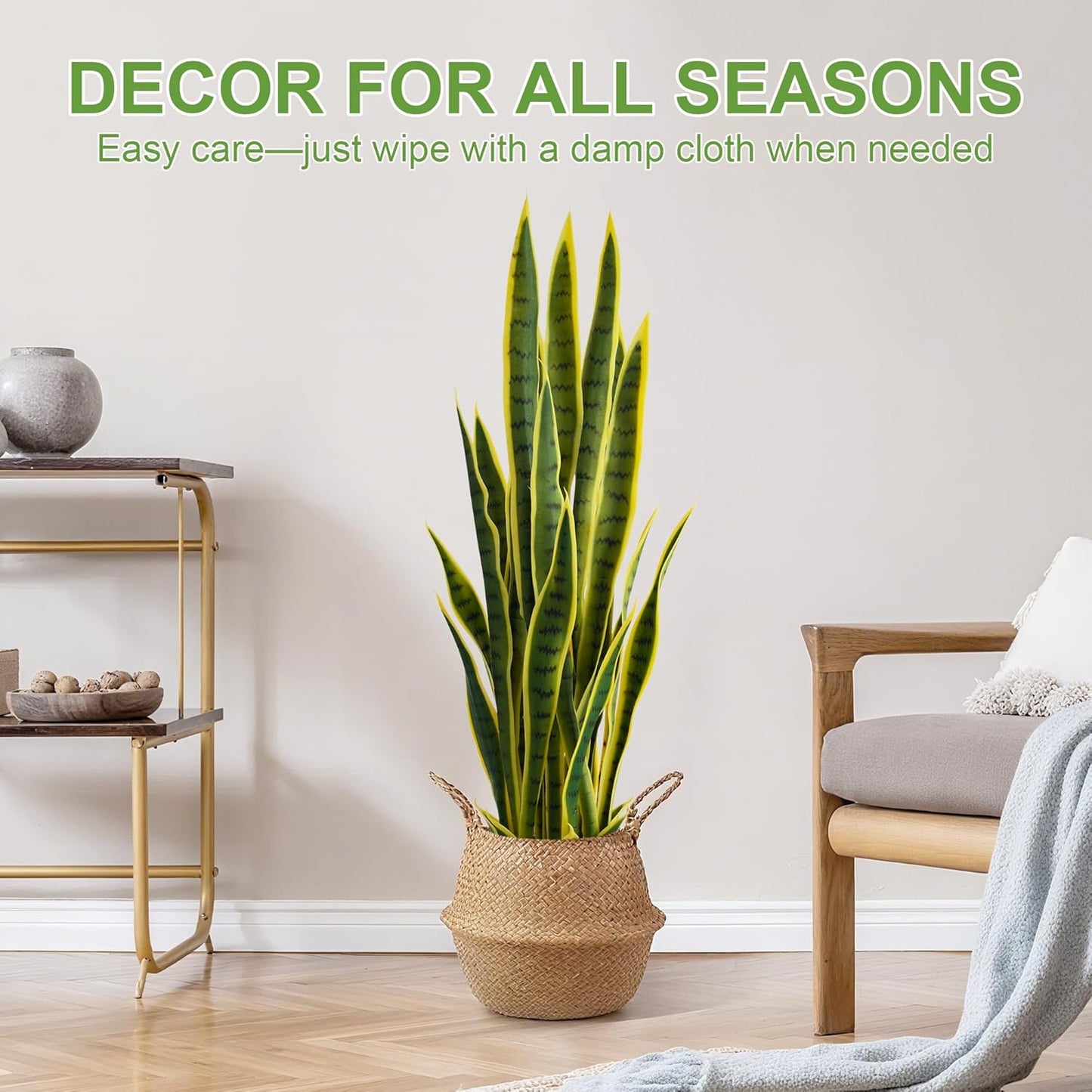 Fake Snake Plant 3ft Tall Faux Sansevieria with 24 Realistic Leaves UV Resistant Potted 2 Pack Fake Mother in Law's Tongue Plants for Indoor Outdoor Home Office Bedroom or Patio Decoration, Yellow