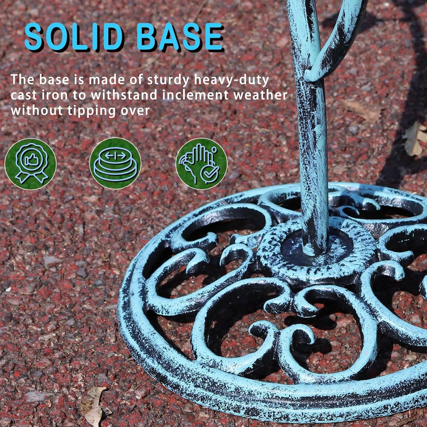 11.4" W x 31" H Cast Iron Pedestal Bird Bath, Birdbaths for Outdoors,Bird Bath for Outside,Vintage Metal Bird Bath Garden Yard Decor