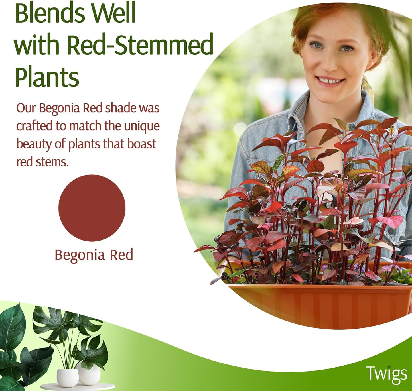 Stackable Plant Support Stakes, Stem Holder Structures for Indoor & Outdoor Use, Garden Accessories for Climbing & Potted Plants, Trellis Alternative - Begonia Red, 3 Pack, 17" L