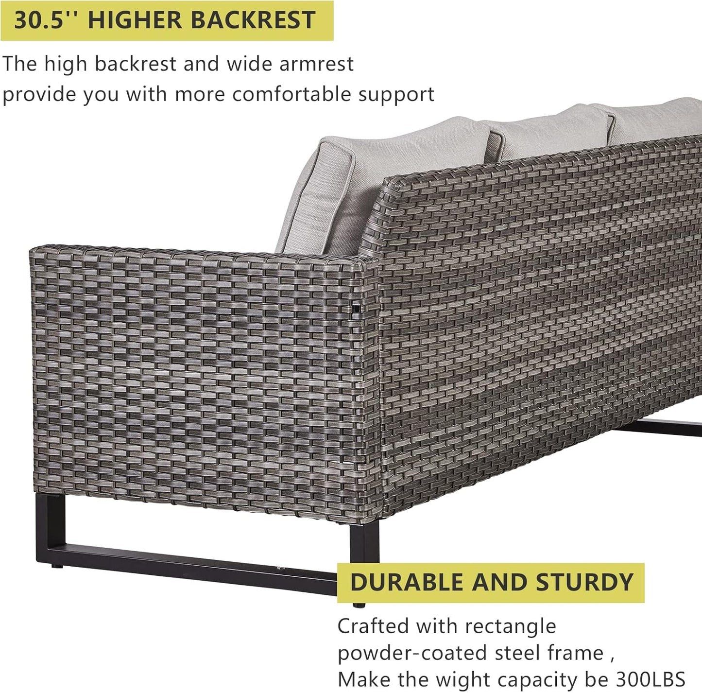 HUMMUH 6 Piece Patio Furniture Outdoor Sectional Sofa Set All-Weather Wicker Outdoor Chairs with End Table Ottomans for Patio,Porch,Garden,Backyard