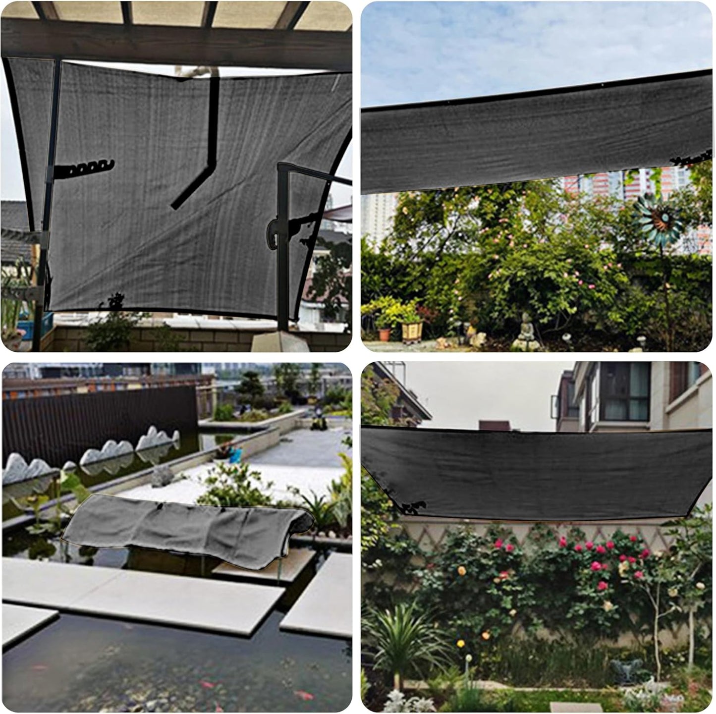 winemana 50% Black Shade Cloth, 6.6 x 6.6 FT Durable Mesh Tarp with Grommets, Garden Sunblock Shade Cloth Shading Antifreezing for Plants Cover, Greenhouse, Barns Kennel, Patio, Tomatoes
