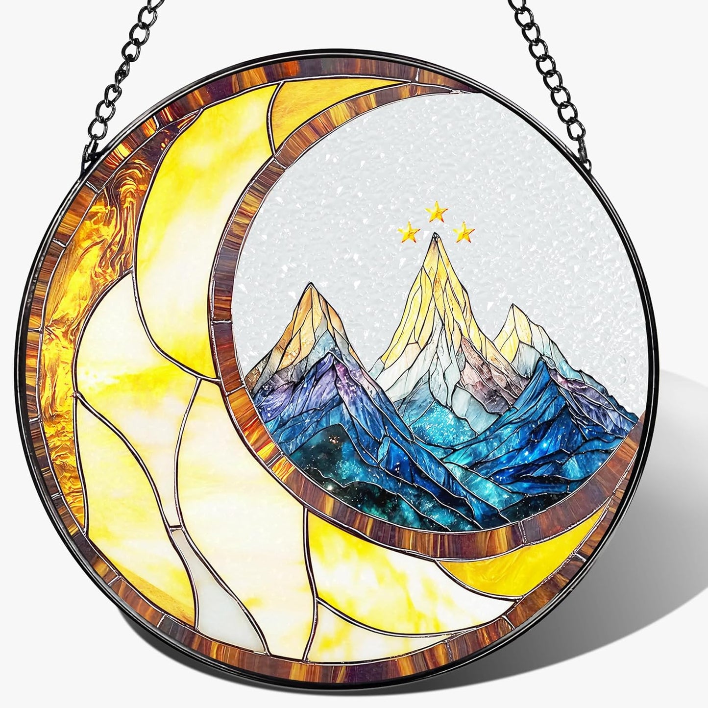 Stained Glass Window Hanging, Pauyadu 8 Inch Night Court Suncatcher Ornament, Stained Glass Suncatcher, Suncatchers for Windows Hanging, Window Decor, Gifts for Friend, Lover, Family, Artist