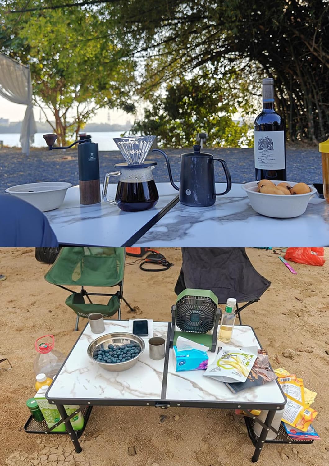 Titanker Folding Camping Table 3ft, Folding Picnic Table, Camp Tables Portable, 50% Extra Side Space, Outdoor Patio Table, RV/Car Camping Essentials, Aluminum Light & Solid