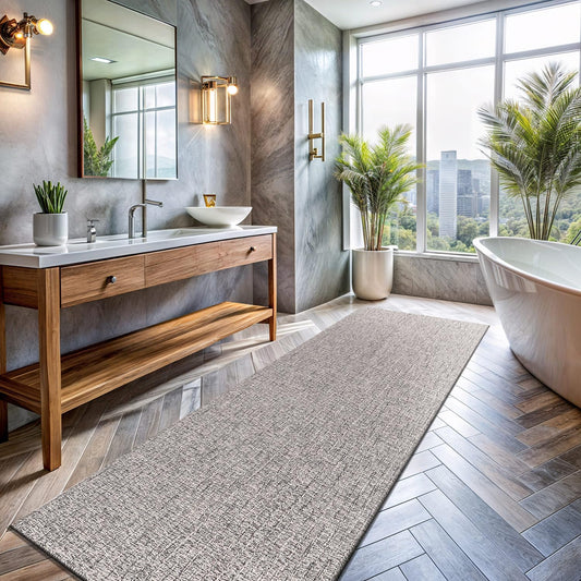 Easy Jute Runner Rug 2x7 Indoor Outdoor Natural Rugs Solid Fiber Rug Woven Area Rug Boho Easy Clean Inside Carpet for Living Room Bedroom Dining Room Hallway or Outdoor Patio Porch (2 X 7 Silver)