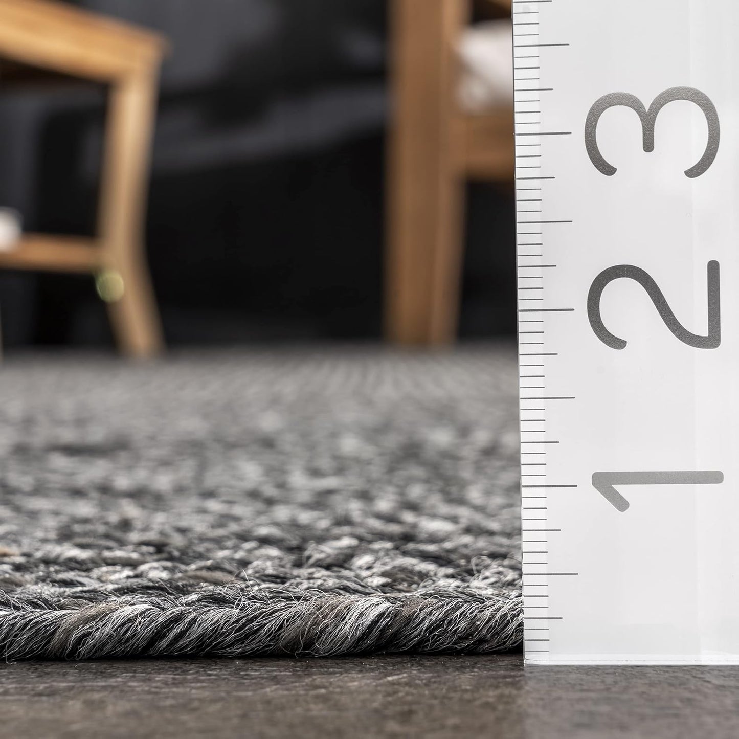 nuLOOM Oval 3' x 5' Solid Hand Braided Indoor/Outdoor Area Rug, Pet-Friendly, High Traffic, Weather Resistant, for Patio, Balcony, Bedroom, Living, Dining Room, Wynn Charcoal