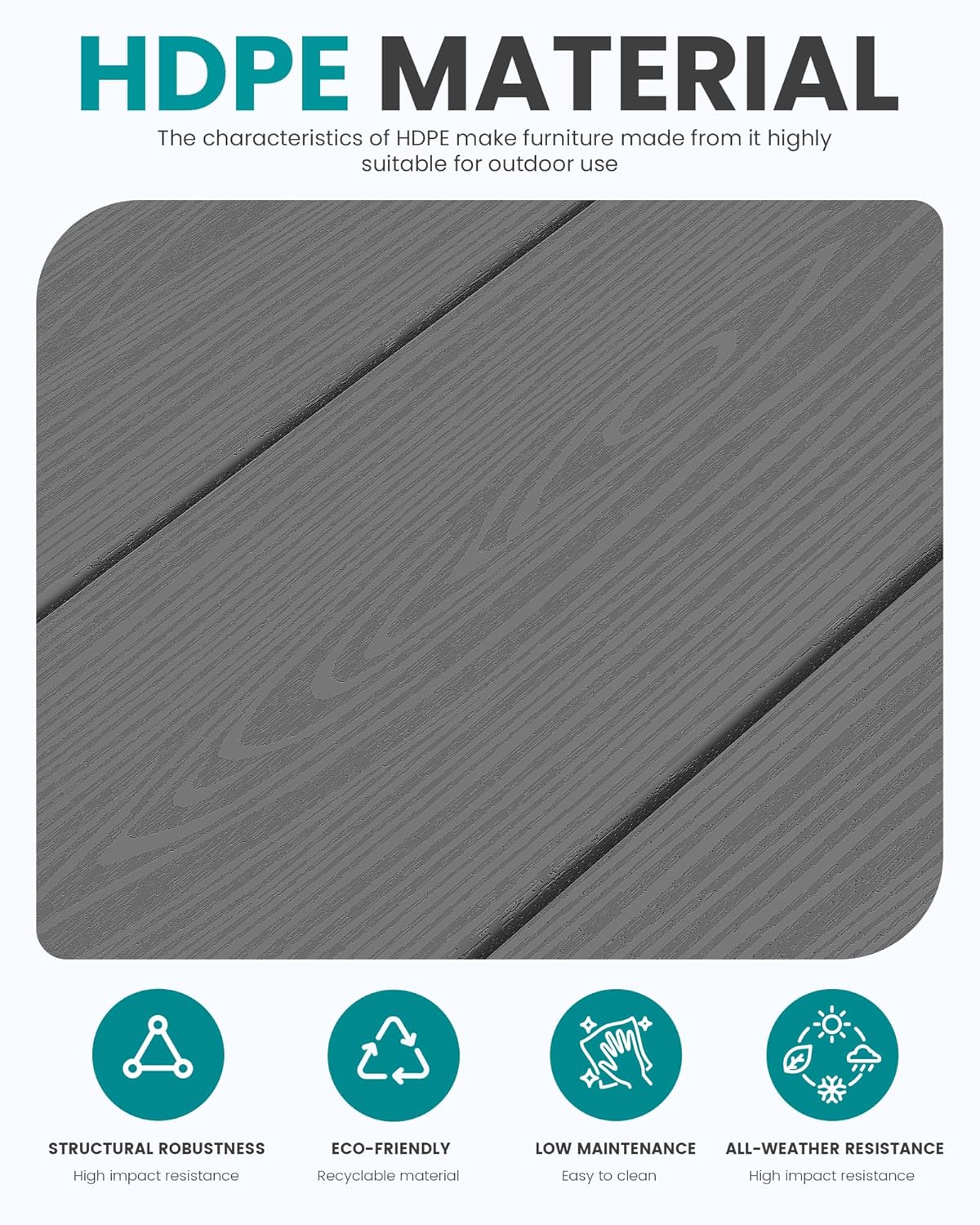 SERWALL Outdoor Loveseat, Grey Frame and Grey Cushion