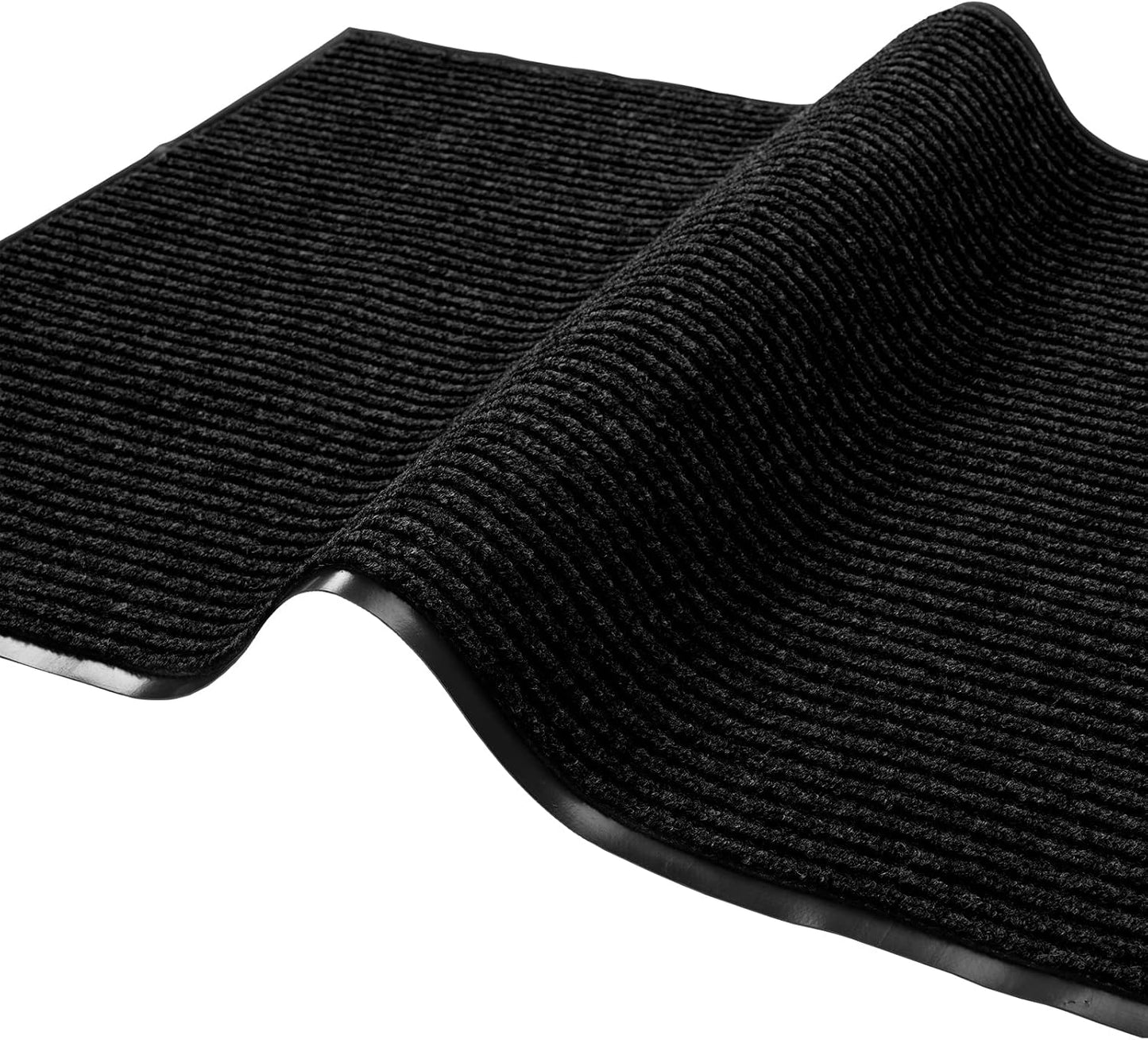 fani Heavy Duty Large Outdoor Indoor Entrance Black Doormat Waterproof Low Profile Entrance Rug Front Door Mat Patio Anti-Skid Rubber Back, 48x72 inch (Black)