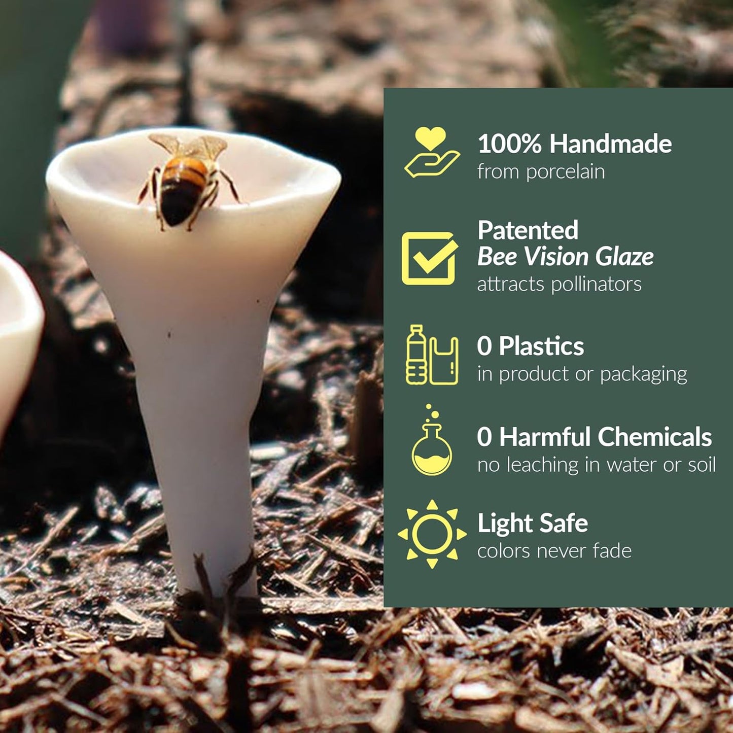 5 Pack, Bee Watering Station, 100% Handmade Porcelain, Bee and Butterfly Feeder for Garden, Outdoor Feeders for Thirsty Pollinators, Plastic Free, Bee Attracting Glaze (5, Morning Glory)