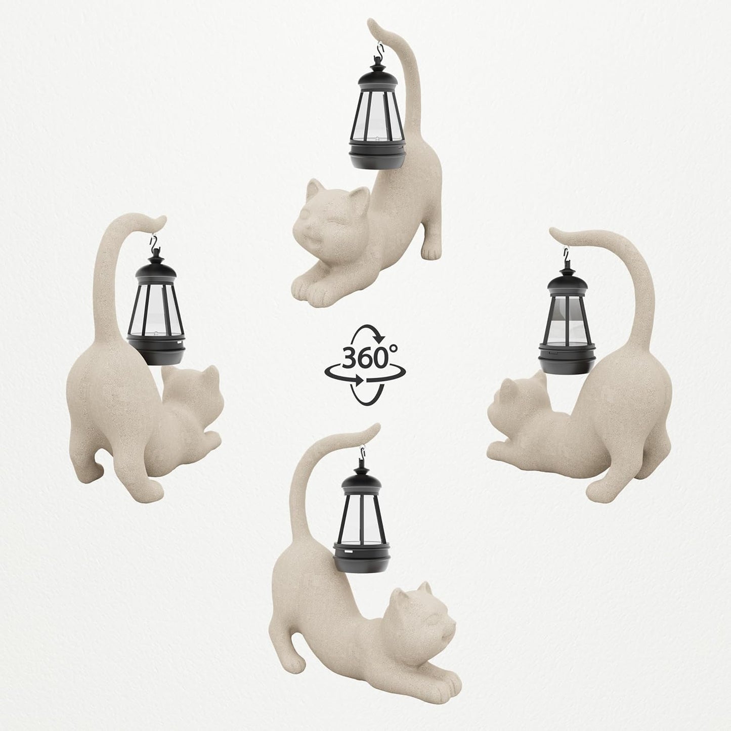 Solar Cat Garden Statue 10 Inch Porch Patio Decor for Outside Yard Decoration Outdoor Unique Housewarming Gardening Birthday Gifts for Cat Lovers Women Grandma