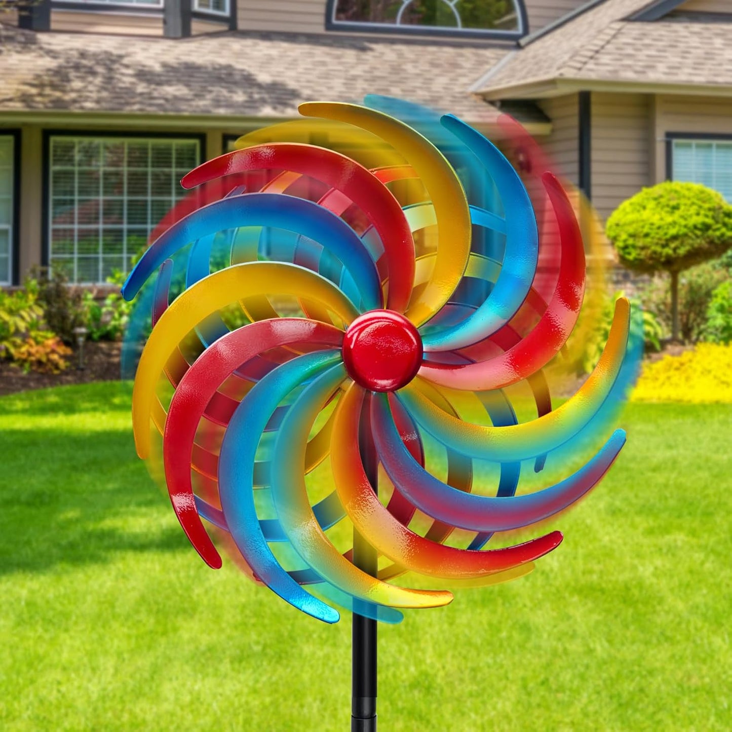 Wind Spinners Outdoor, Colorful Kinetic Wind Sculptures & Spinners, 63" Double-Side Metal Wind Spinner for Yard and Garden, Lawn Art Decorations