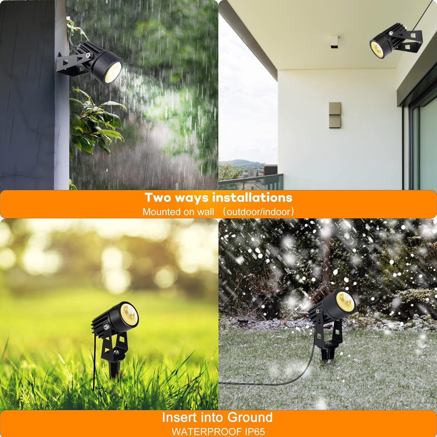 SUNLONG Solar-Powered Cast Aluminium Warm White LED Spotlight for Outdoor Garden Yard Landscape Tree Uplight Downlight