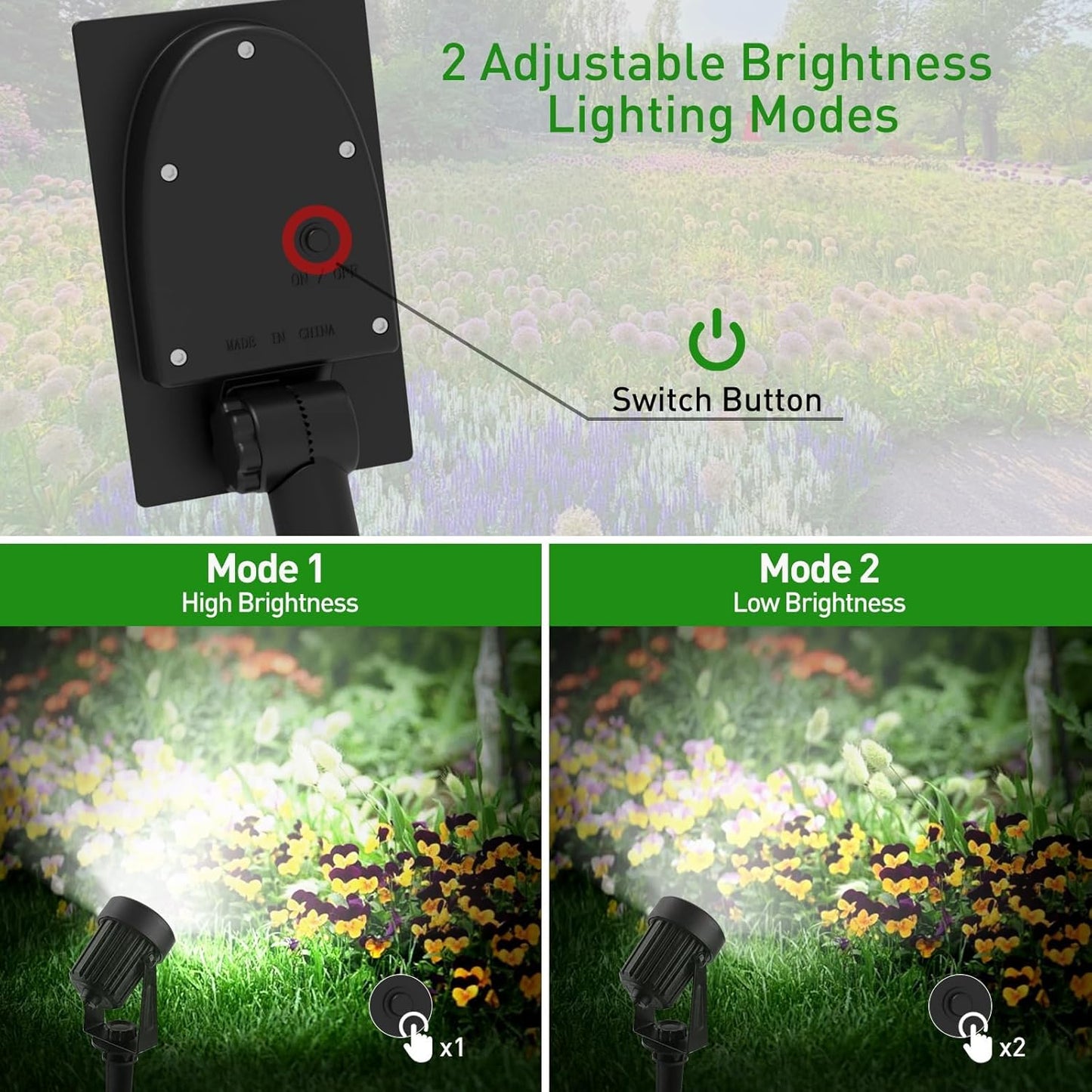 T-SUNUS Halloween Solar Spot Lights Outdoor IP65 Waterproof White 6000K 2-in-1 Landscape Spotlights, 9.8ft Cable Separate Panel Auto Dusk to Dawn for Christmas Flag Yard Garden Driveway Pathway Garage