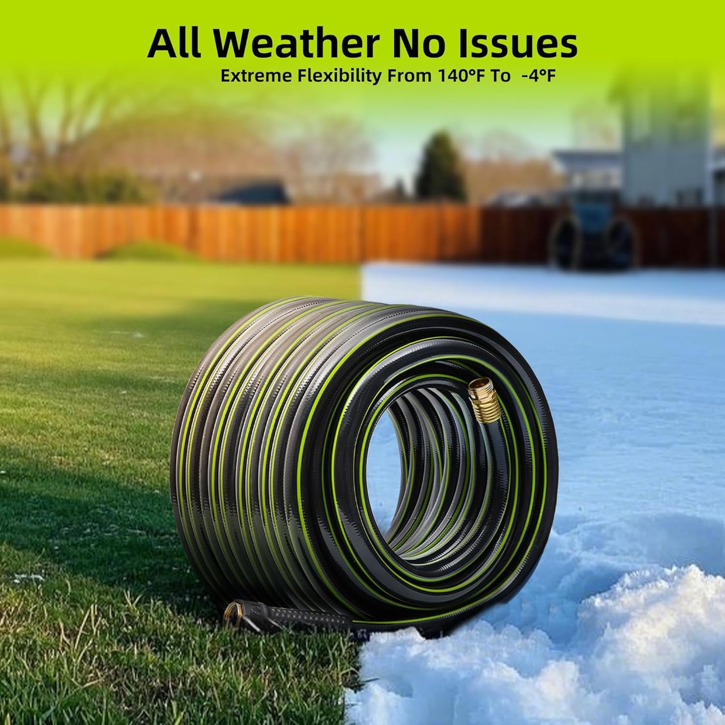 Worth Leader Short Garden Hose 3/4 in. x 4 ft. -No Kink, Flexible, Leakproof, Male to Female Fittings -Heavy Duty Durable PVC Lightweight Water Pipe with Brass Aluminum Ends for Household & Commercial