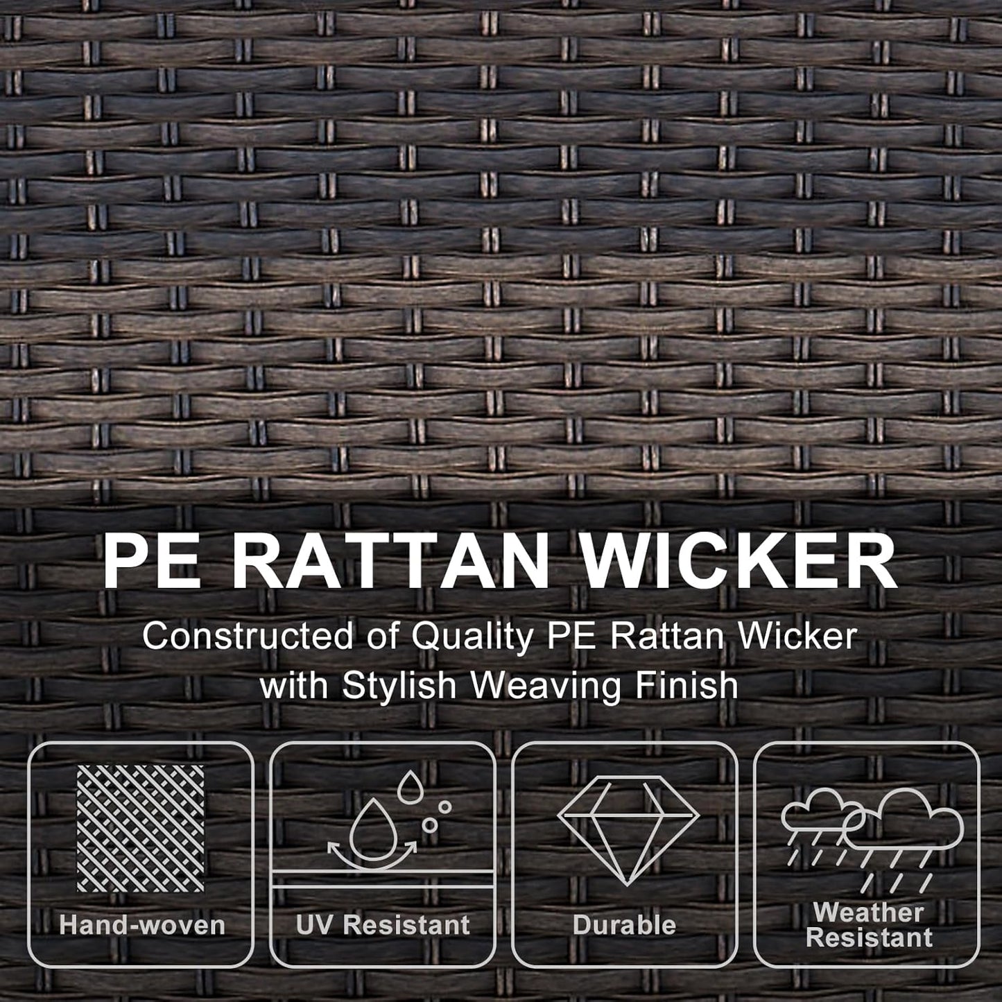 HUMMUH Outdoor Patio Furniture 7-Piece All-Weather PE Wicker Outdoor Conversation Set-Patio Couch Swivel Rocker Chairs with Ottomans Coffee Tables for Backyard,Poolside,Deck