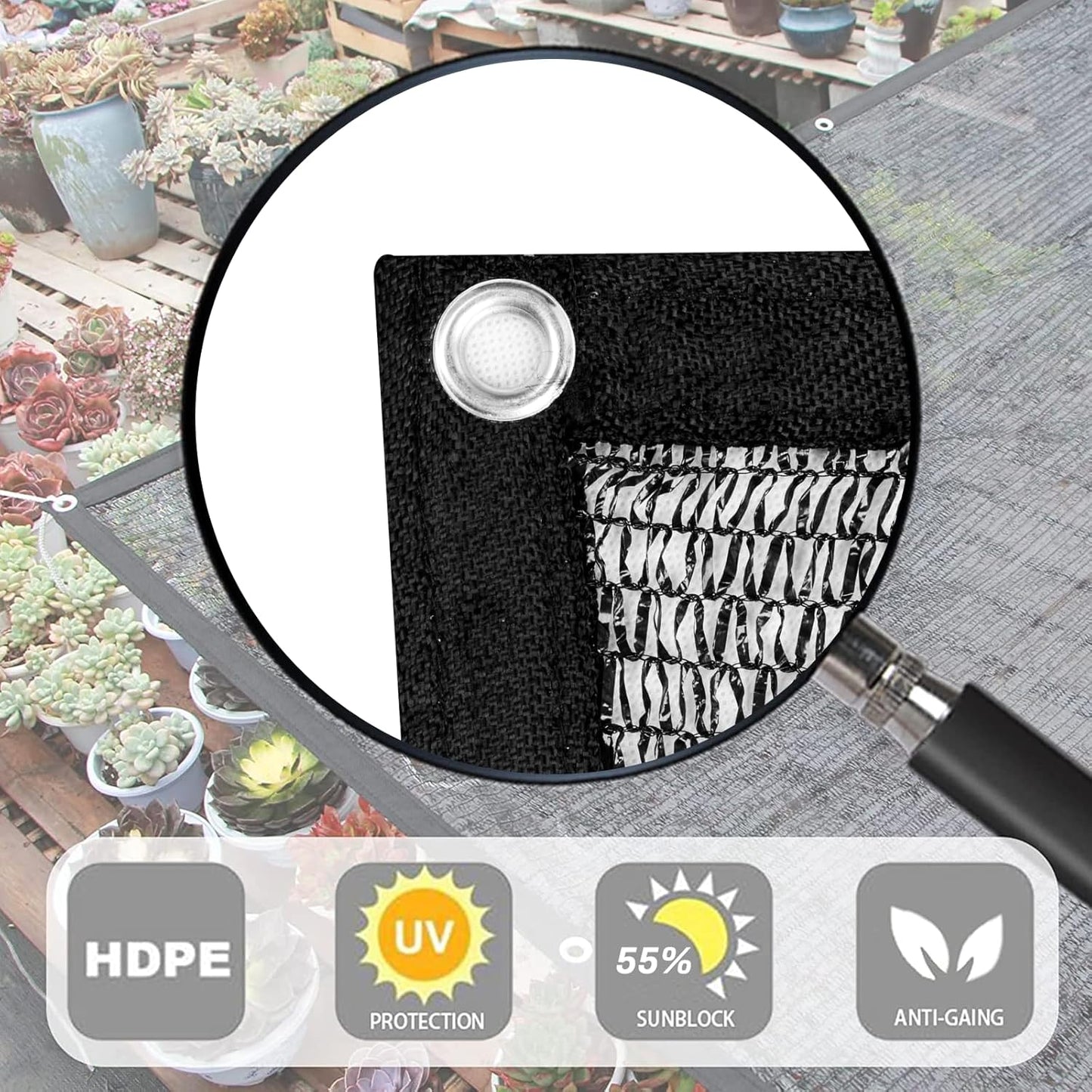 LOVE STORY 6x12FT 55% Black Shade Cloth Sun Shade Net with Grommets Sunblock Net Mesh Tarp for Garden,Plants Cover,Greenhouse and Patio