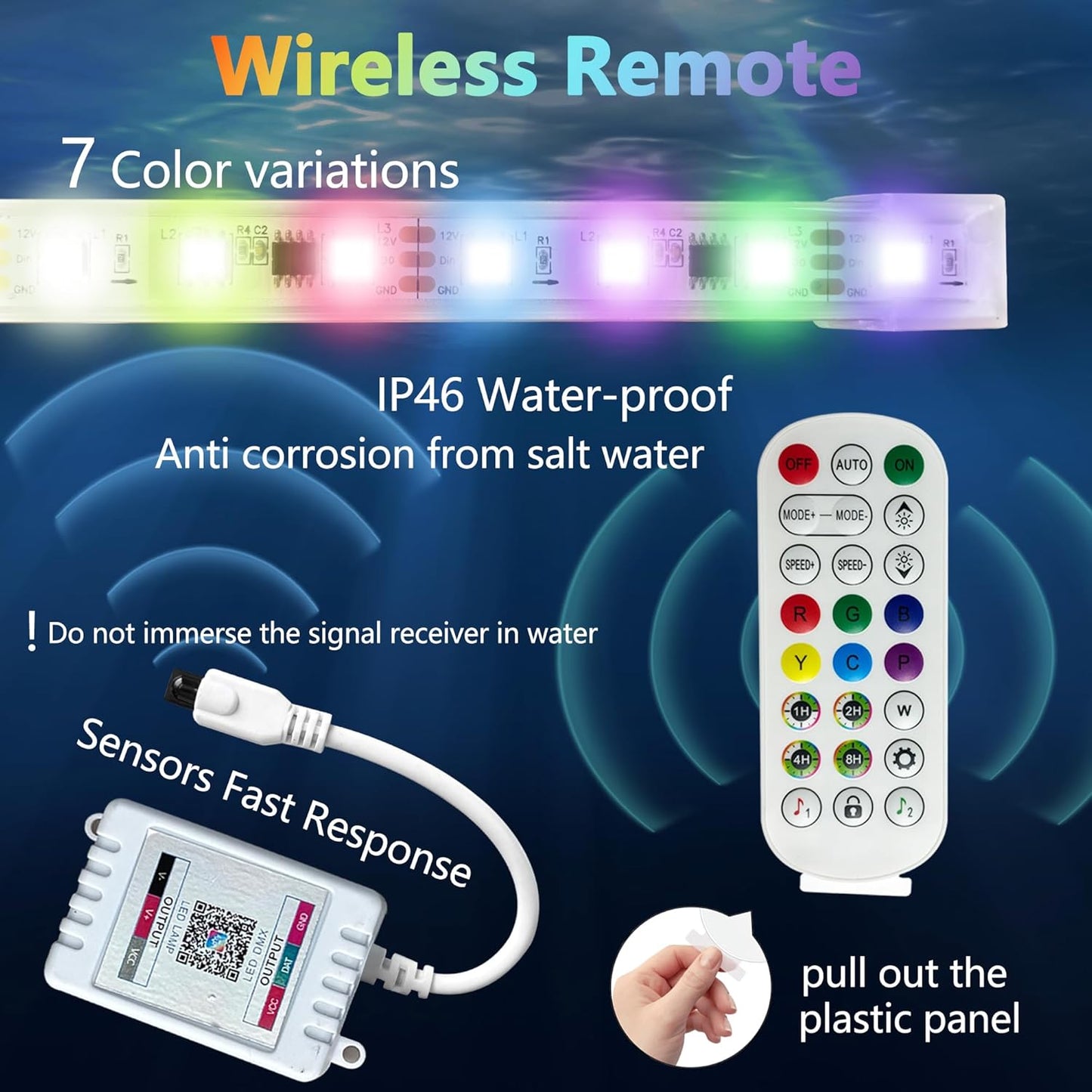 LED Light Strip Color Changing Waterfall Show Lights,Remote and APP Control Waterproof Aluminum LED Lights for Pool Pond Waterfall Fountain Landscape Lighting Decor 35.04"