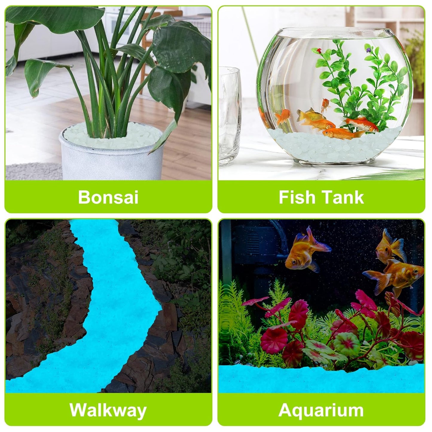 2000pcs 5-8mm White Glow Stones for Outdoors Bulk Outdoor Garden Glow Pebbles Aquarium Luminous Stone for Walkways Driveway Yard Plant Pots