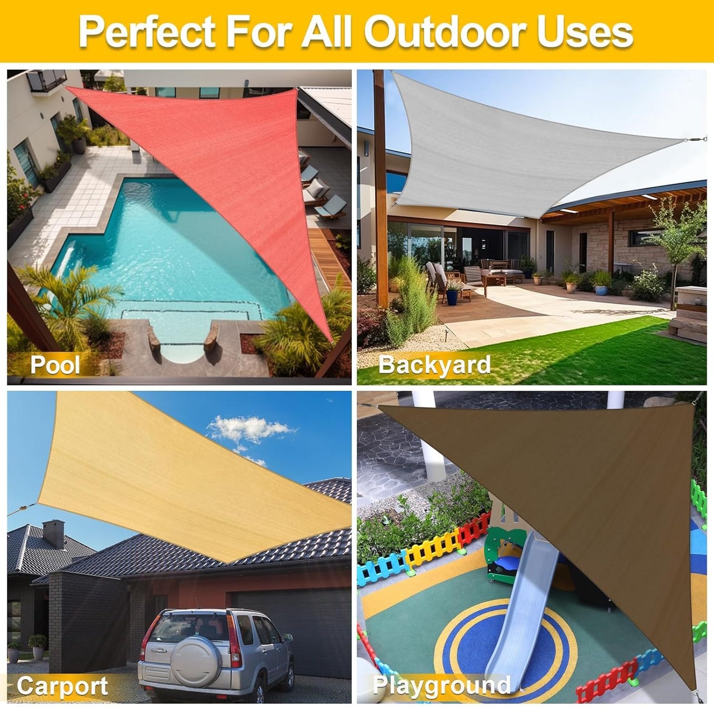 KANAGAWA Sun Shade Sail 13'x20' Dark Gray Rectangle UV Block Canopy Awning Shelter Fabric Cloth Screen for Outdoor Patio Garden Backyard