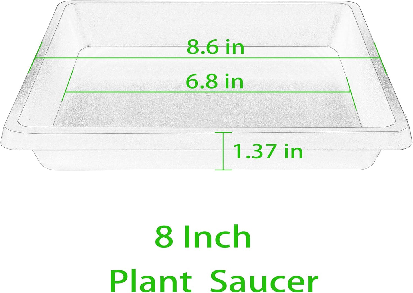 Square Plant Saucer 8 Inch 4 Pack 6 10 12 14 16 18 20 inch, Saucers for Potted Plants and Water Catcher Tray, Plant Drip Trays and Flower Pot Saucers, Plant Saucers for Indoors and Outdoors