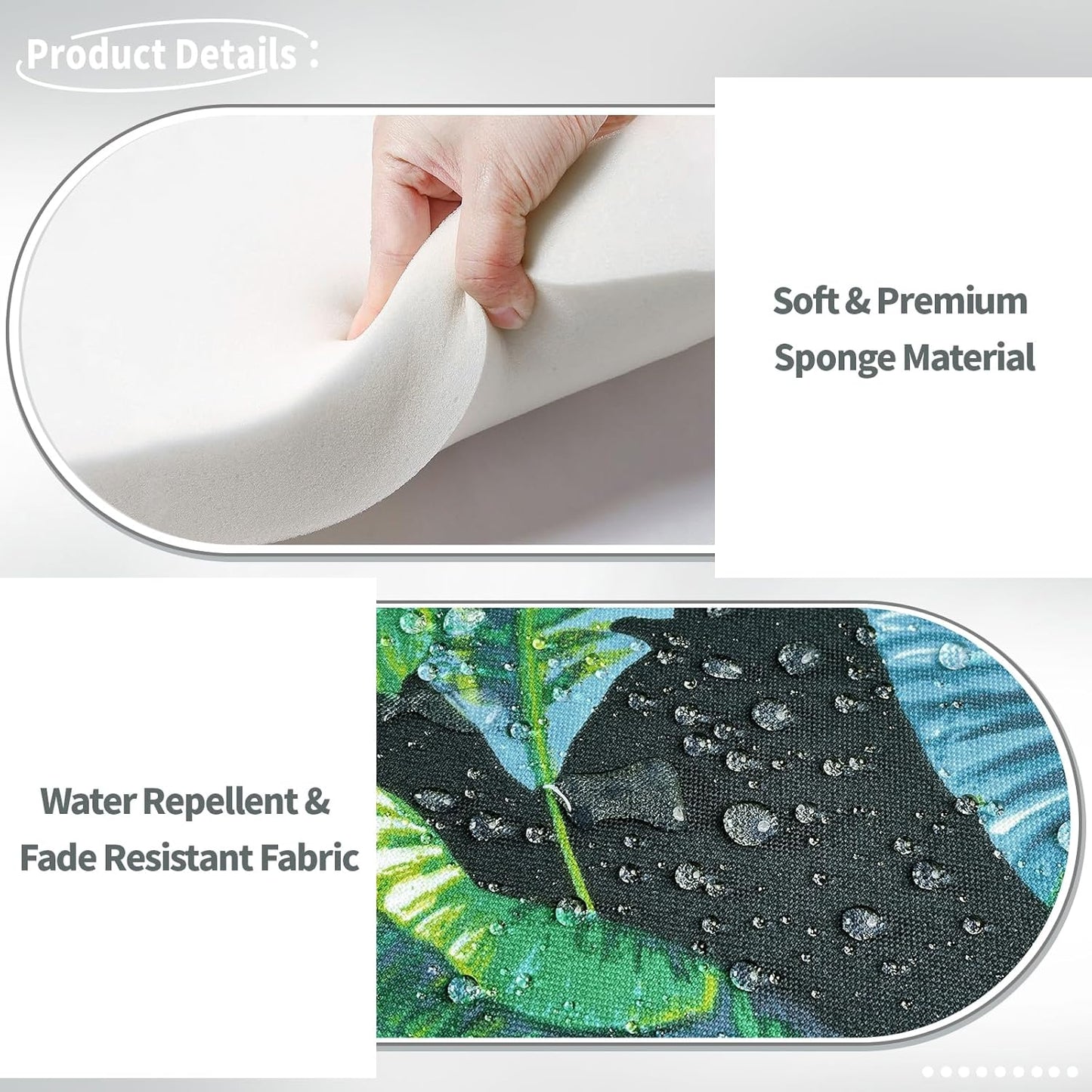 Indoor/Outdoor Chair Cushions 16x17 Inch, Patio Chair Cushions with Ties, All Weather Seat Cushions for Patio Furniture Home Garden Chair Use, Set of 4, Hanalei Lagoon