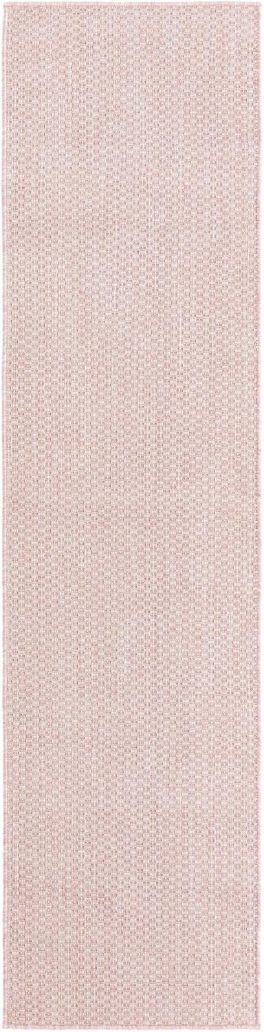 Unique Loom Collection Casual Transitional Solid Heathered Indoor/Outdoor Flatweave Area Rug (2' x 8' Runner, Whisper Pink/Ivory)